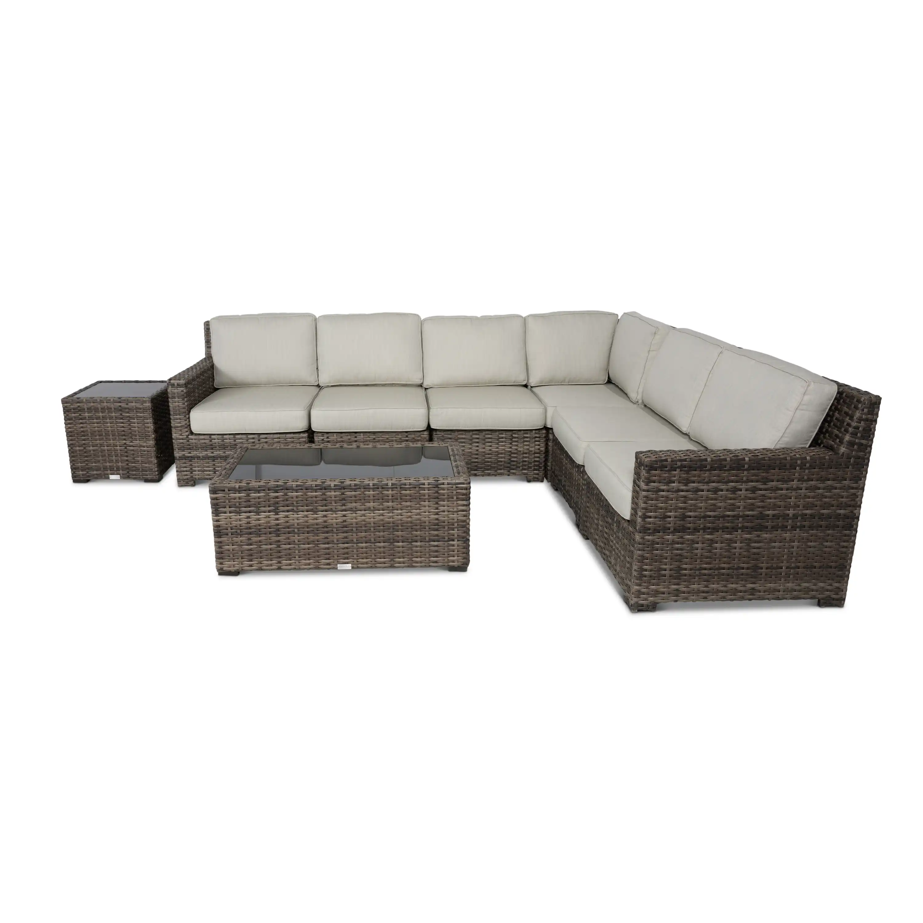 St. Kitts Grey 8 Piece Sectional Chat Group - Swimmer Oyster - Image 3