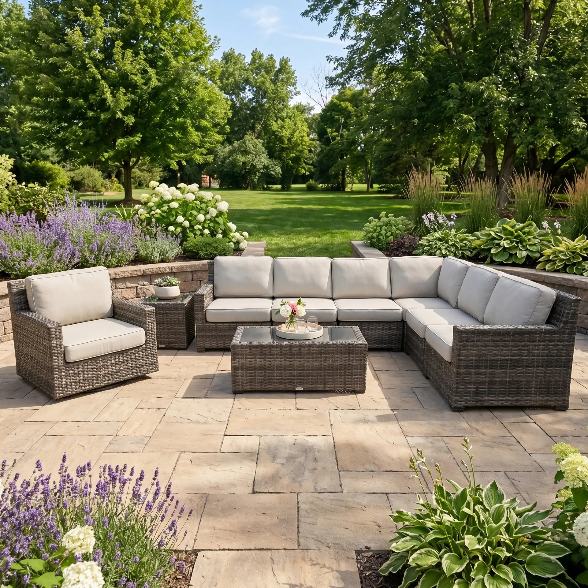 St. Kitts Grey 9 Piece Sectional Chat Group - Swimmer Oyster