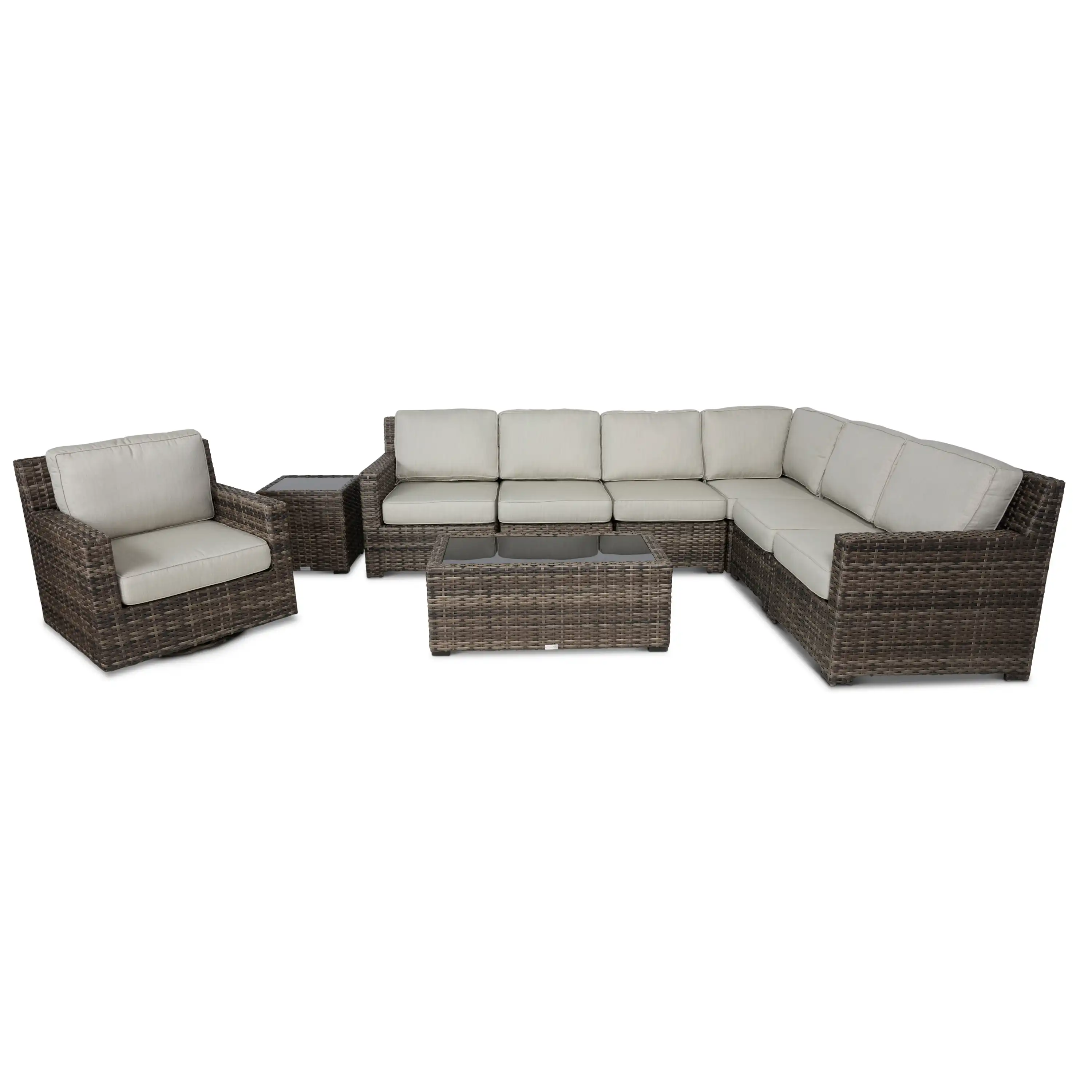 St. Kitts Grey 9 Piece Sectional Chat Group - Swimmer Oyster - Image 2