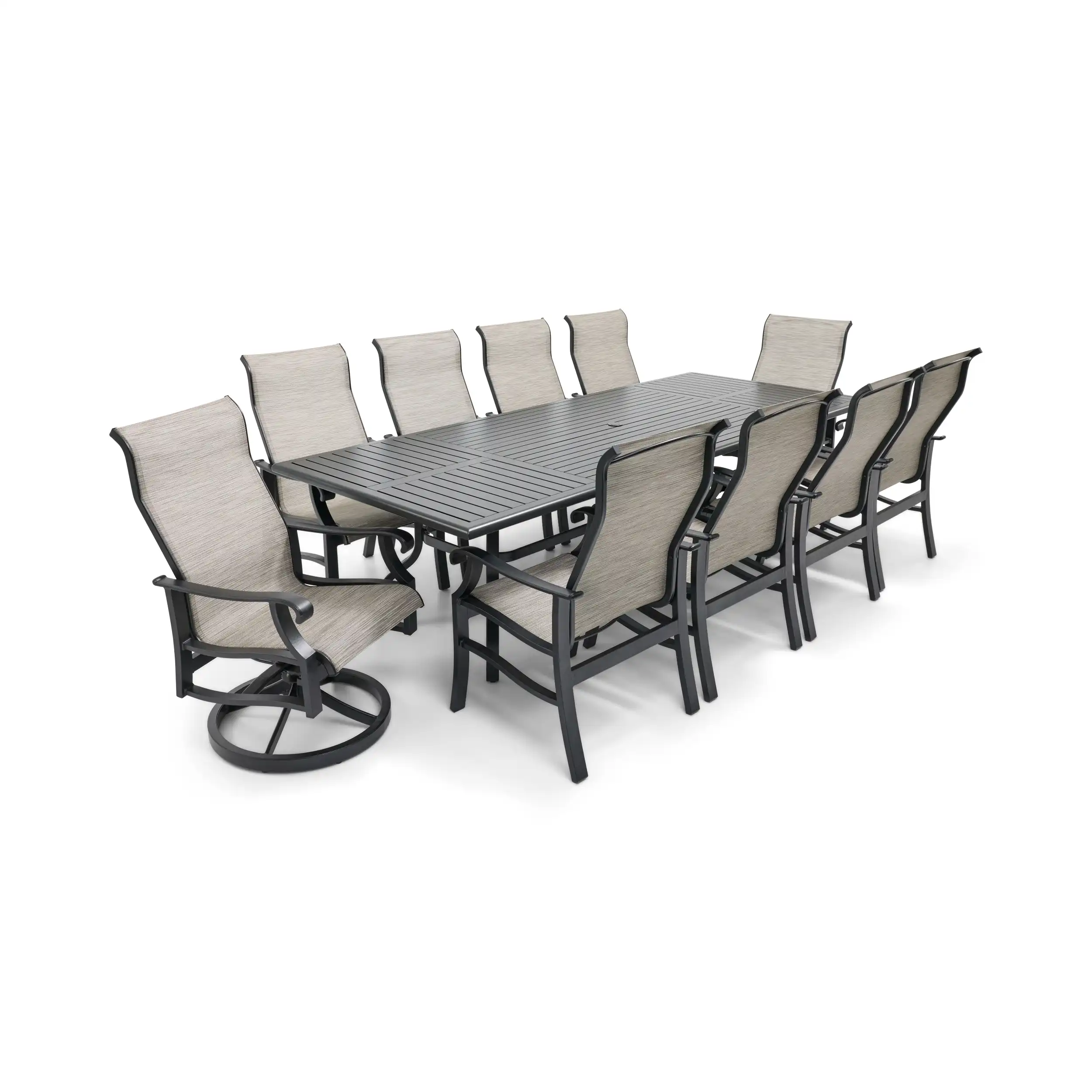 Stirling 11 Piece Sling Dining Group W/ 44"x112" Rect. Table - Image 4