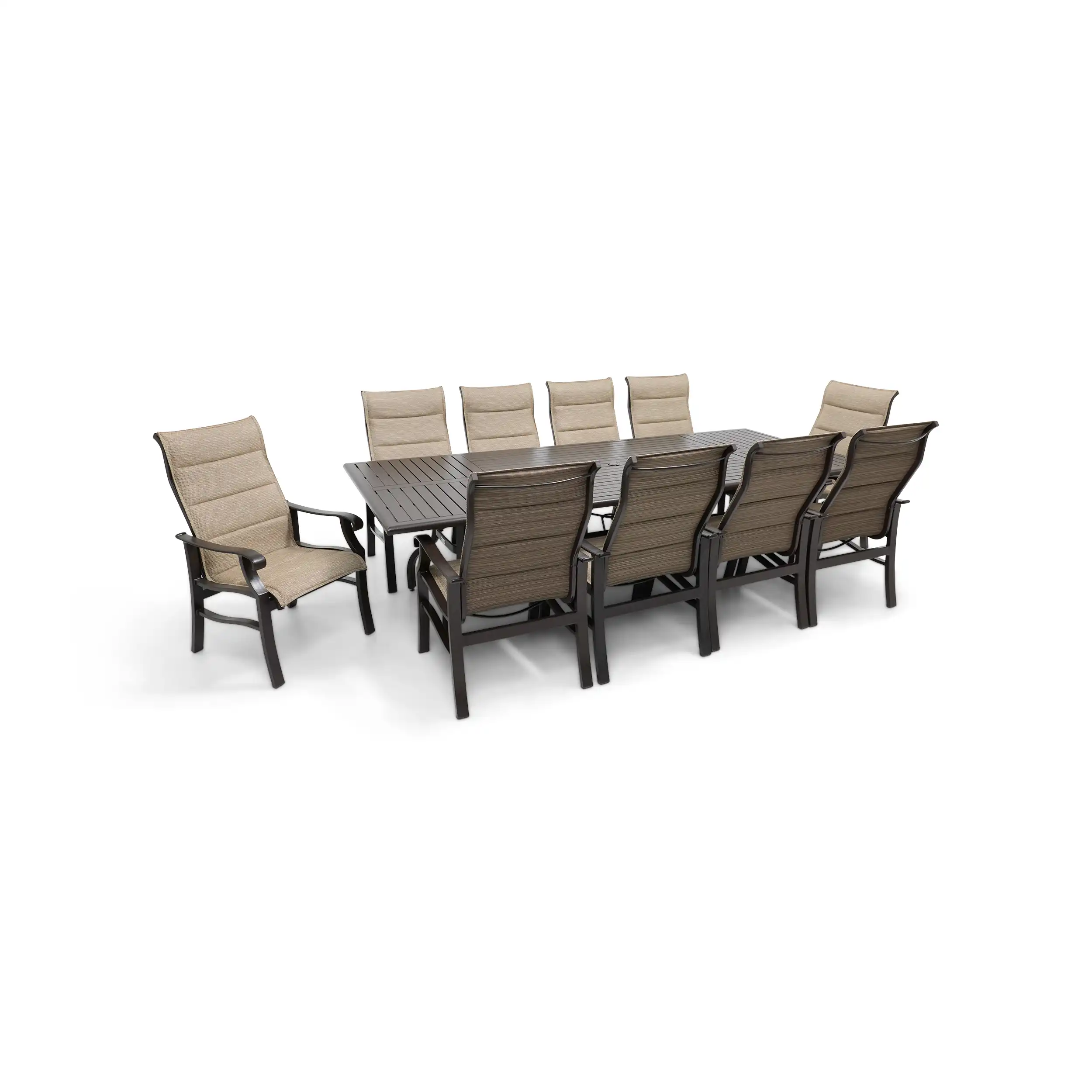 Stirling 11 Piece Padded Sling Dining Group W/ 44"x112" Rect. Table - Image 2