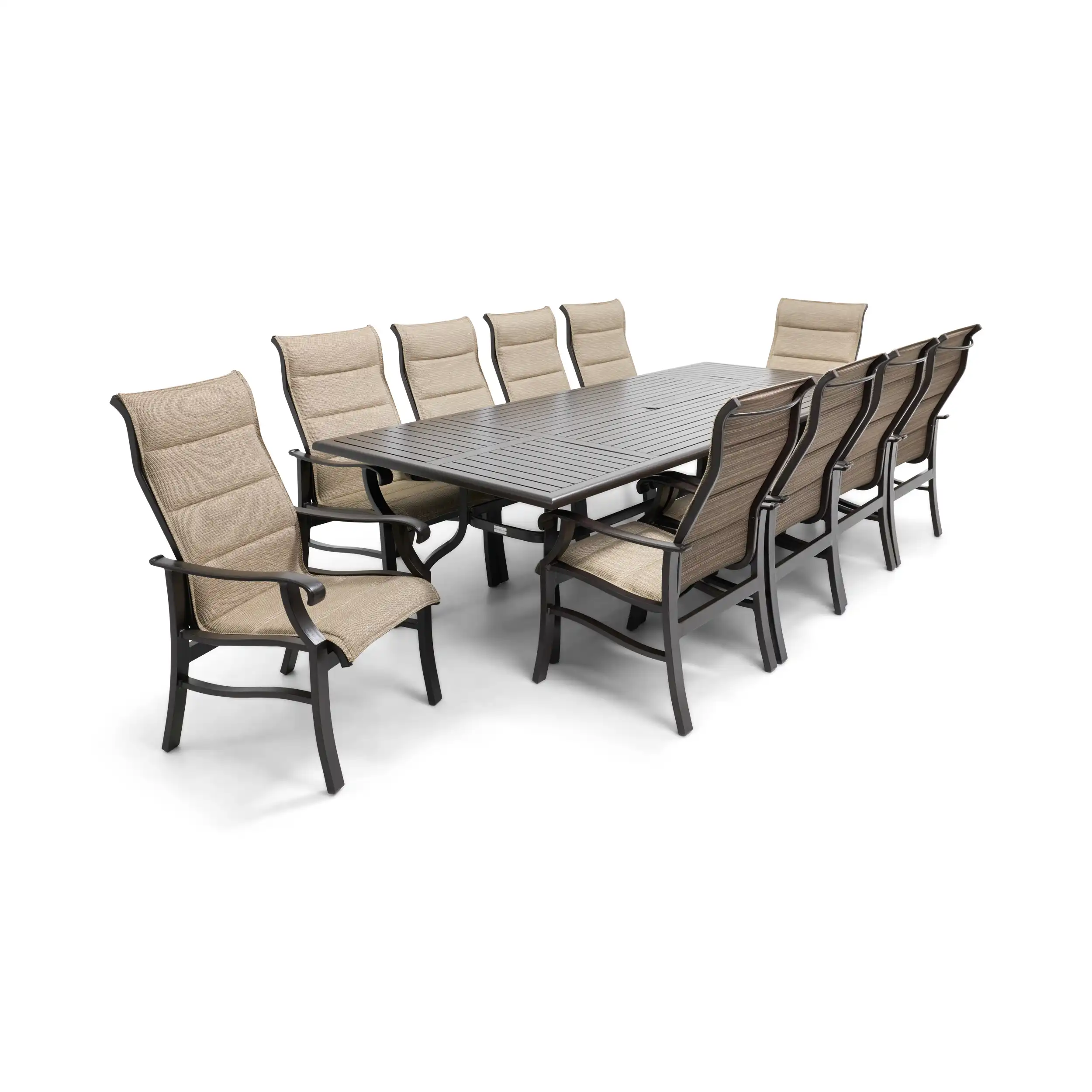 Stirling 11 Piece Padded Sling Dining Group W/ 44"x112" Rect. Table - Image 3