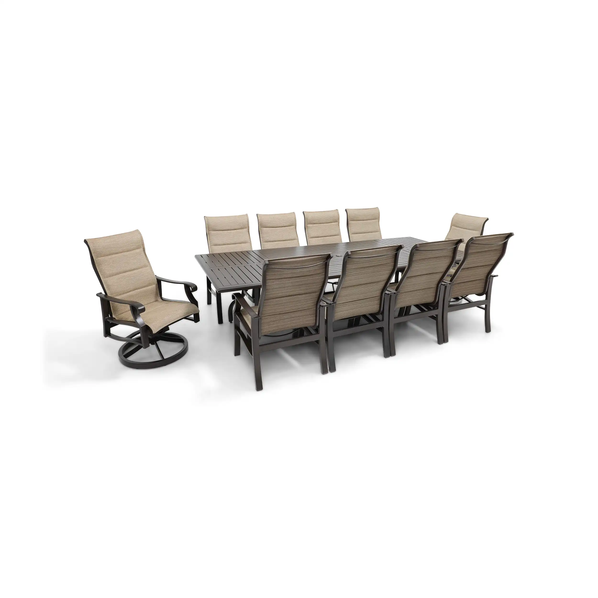 Stirling 11 Piece Padded Sling Dining Group W/ 44"x112" Rect. Table - Image 4