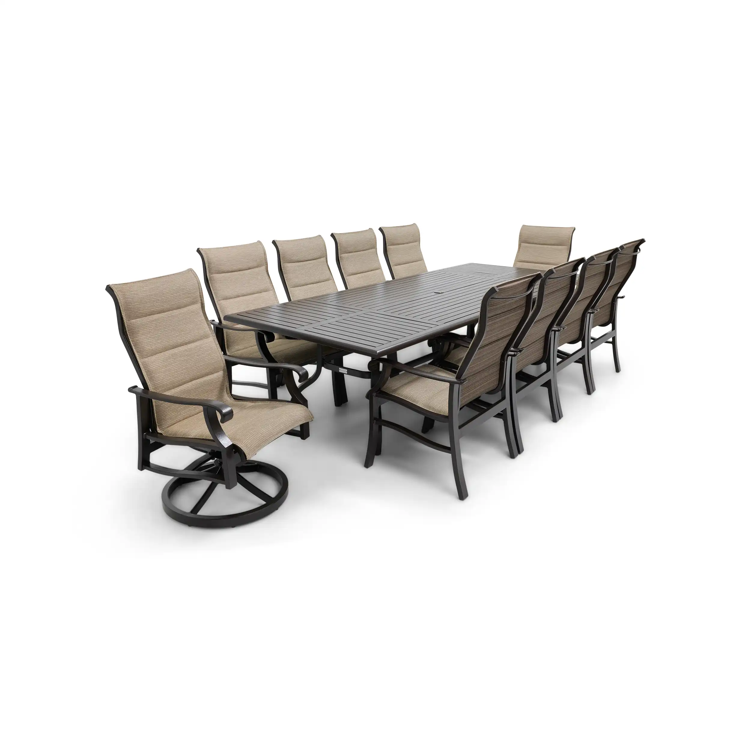 Stirling 11 Piece Padded Sling Dining Group W/ 44"x112" Rect. Table - Image 5