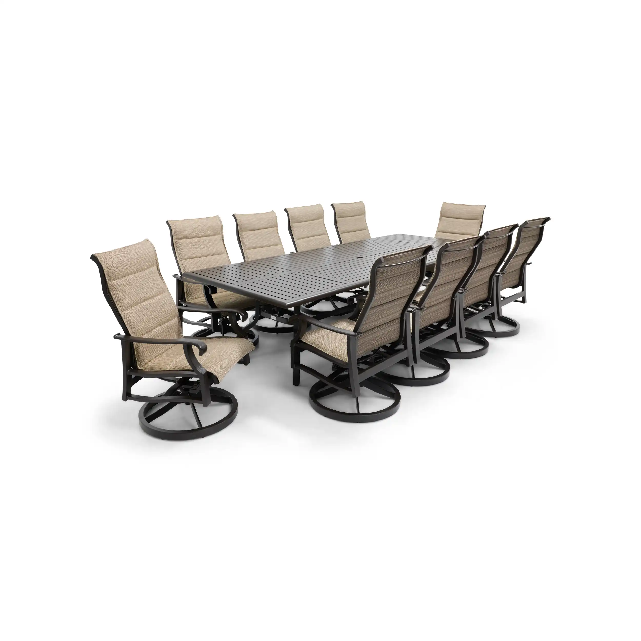 Stirling 11 Piece Padded Sling Dining Group W/ 44"x112" Rect. Table - Image 7