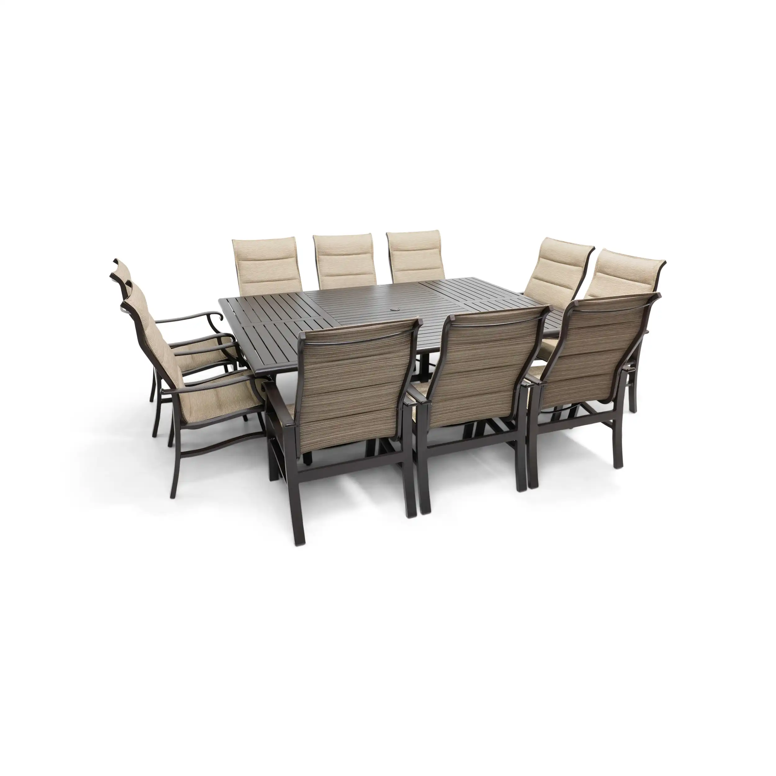 Stirling 11 Piece Padded Sling Dining Group W/ 60"x84" Rect. Table - Image 2