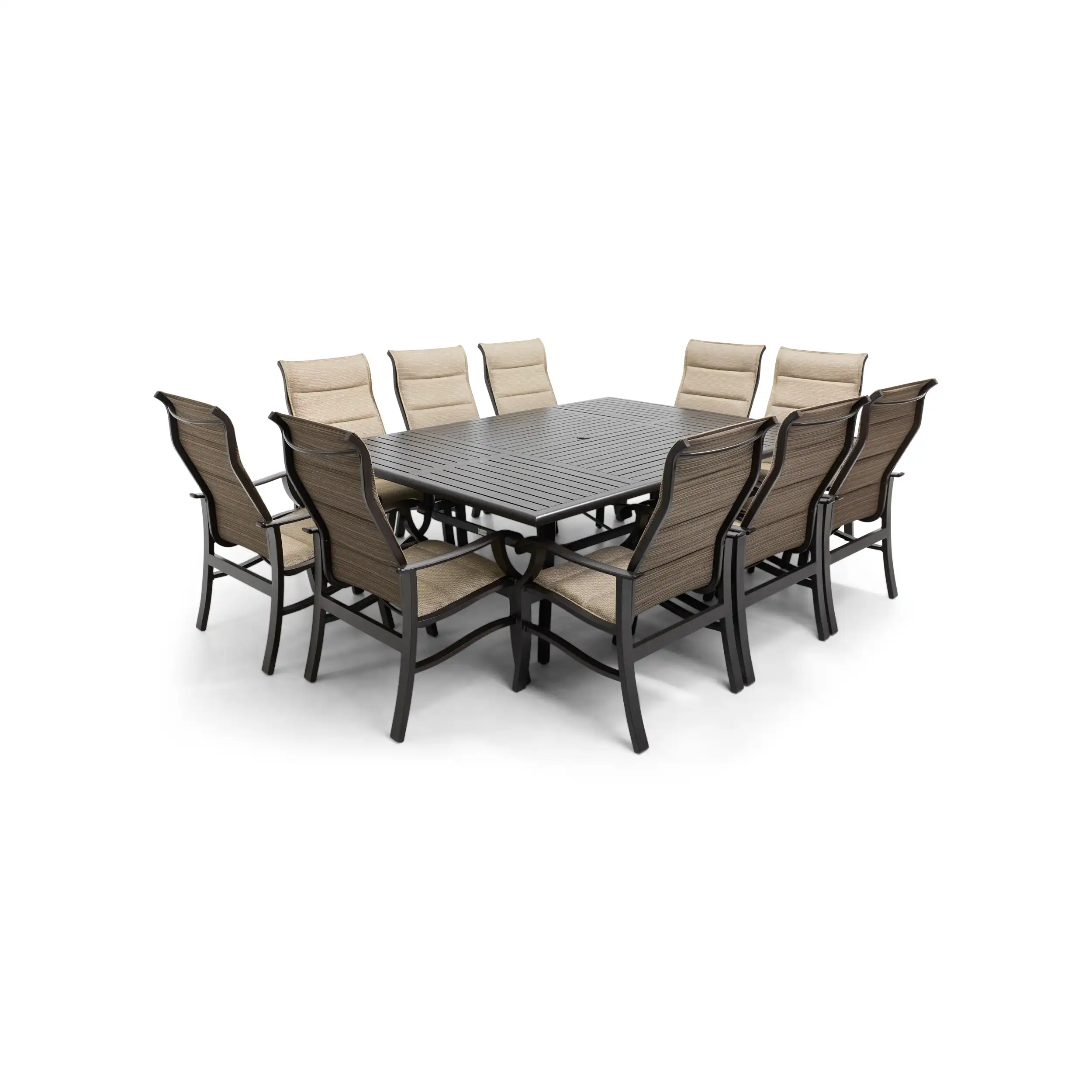 Stirling 11 Piece Padded Sling Dining Group W/ 60"x84" Rect. Table - Image 3