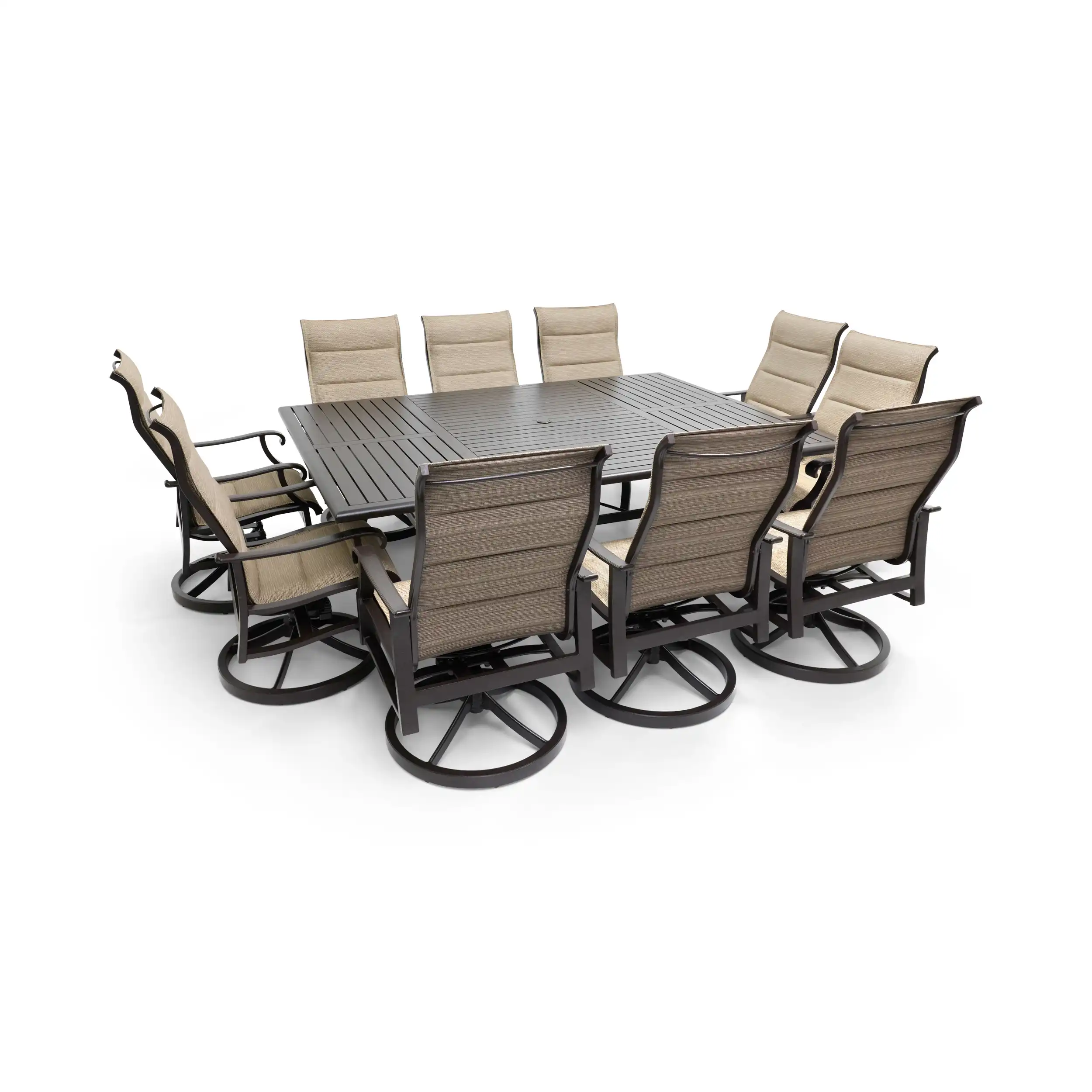 Stirling 11 Piece Padded Sling Dining Group W/ 60"x84" Rect. Table - Image 4