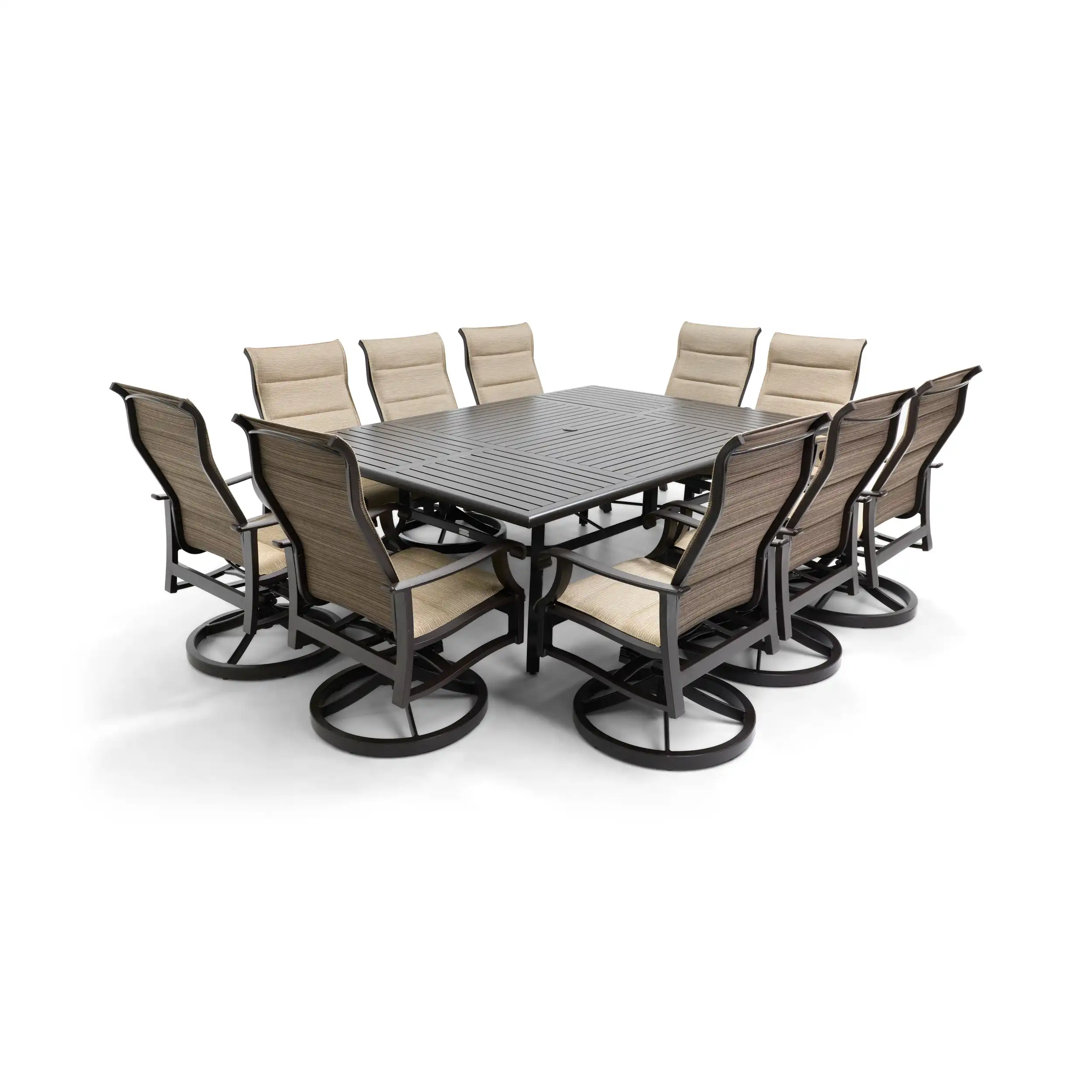 Stirling 11 Piece Padded Sling Dining Group W/ 60"x84" Rect. Table - Image 5