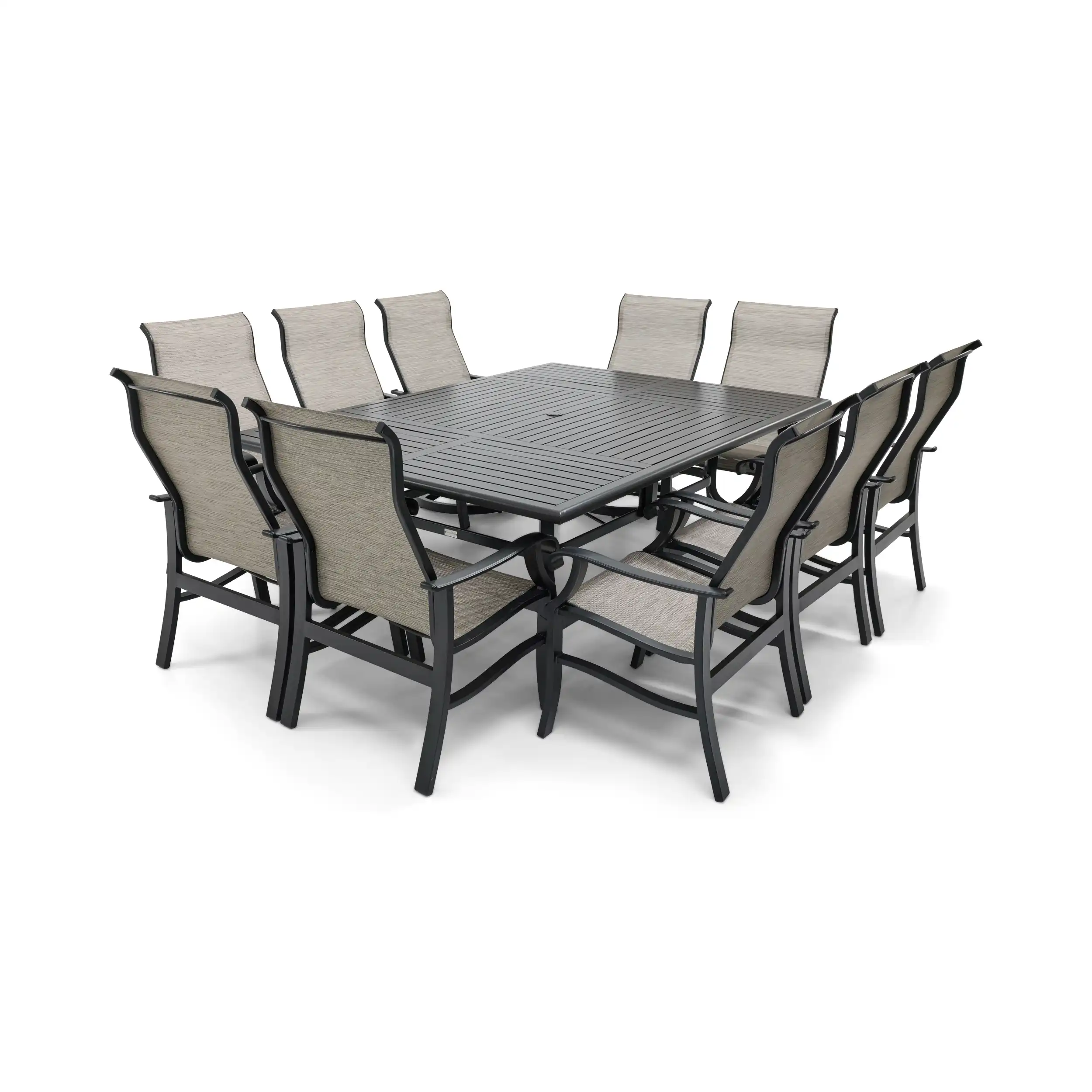 Stirling 11 Piece Sling Dining Group W/ 60"x84" Rect. Table - Image 3