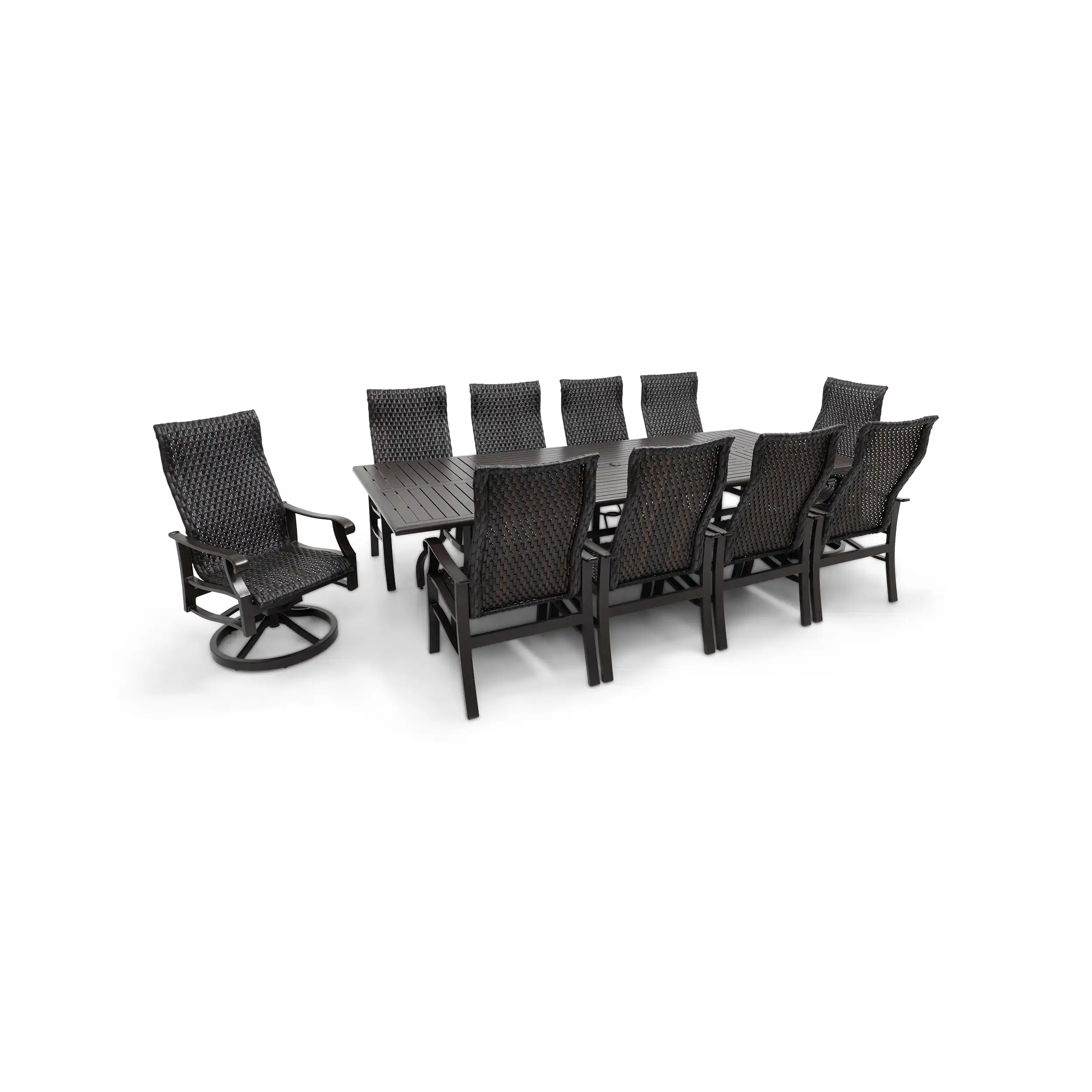 Stirling 11 Piece Woven Dining Group W/ 44"x112" Rect. Table - Image 4