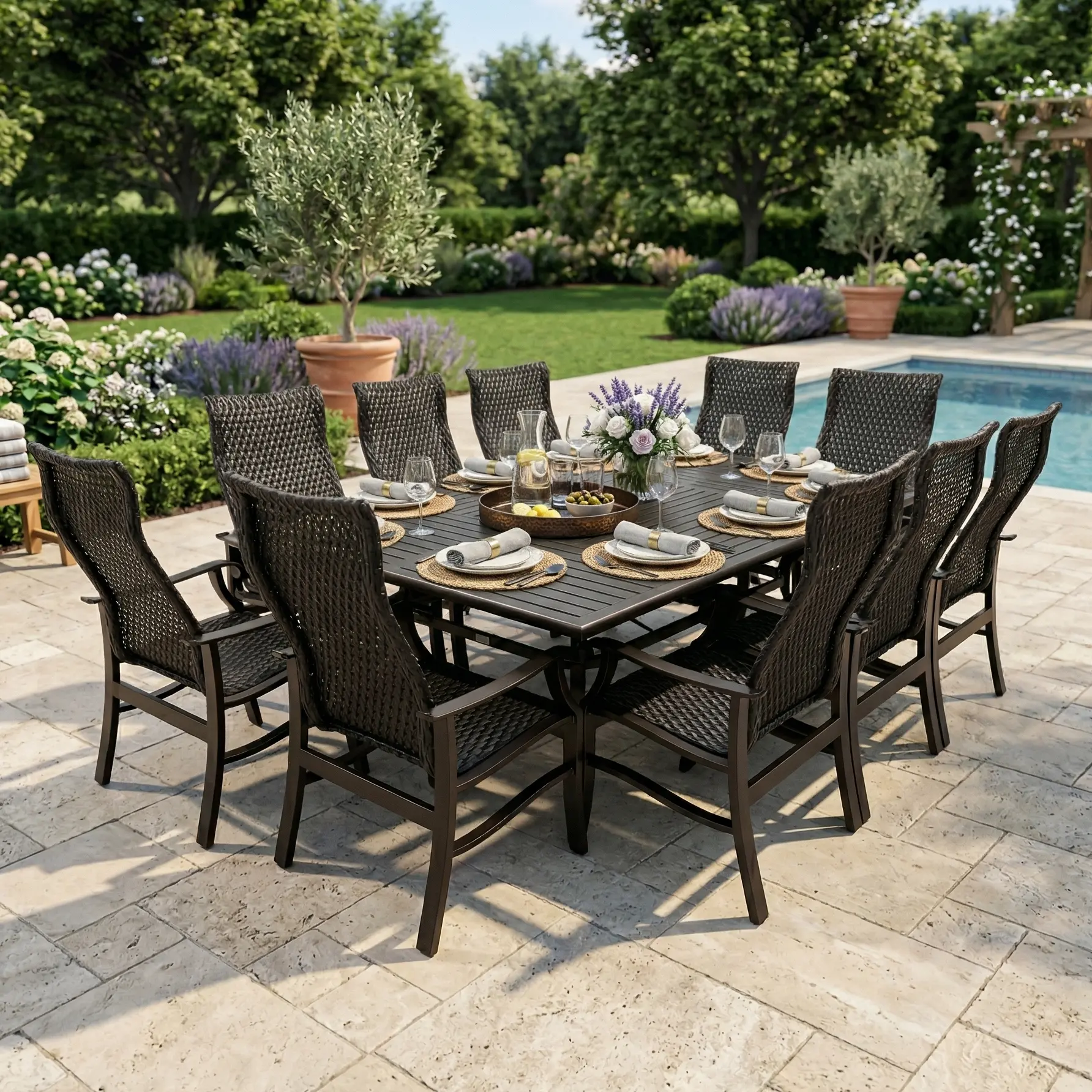 Stirling 11 Piece Woven Dining Group W/ 60"x84" Rect. Table