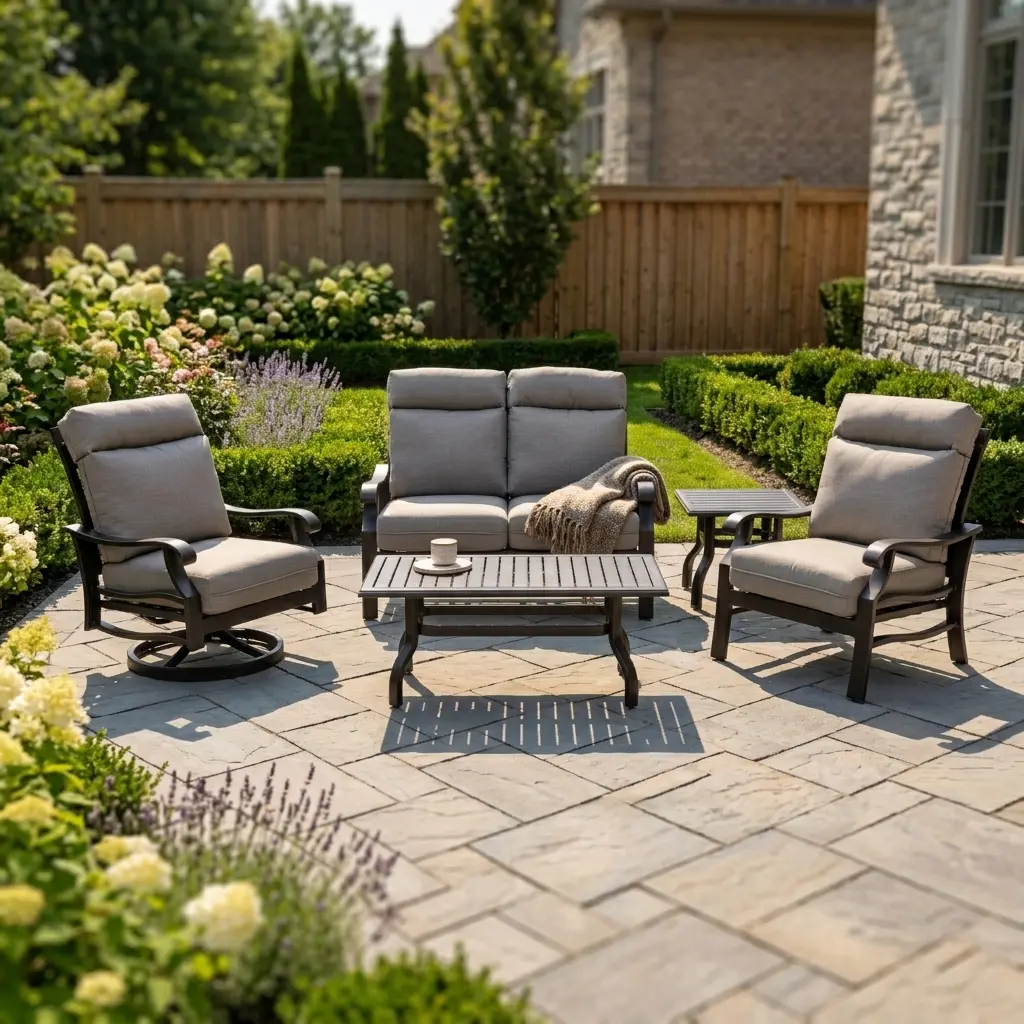 Stirling 5 Piece Loveseat Chat Group - Makar Oyster