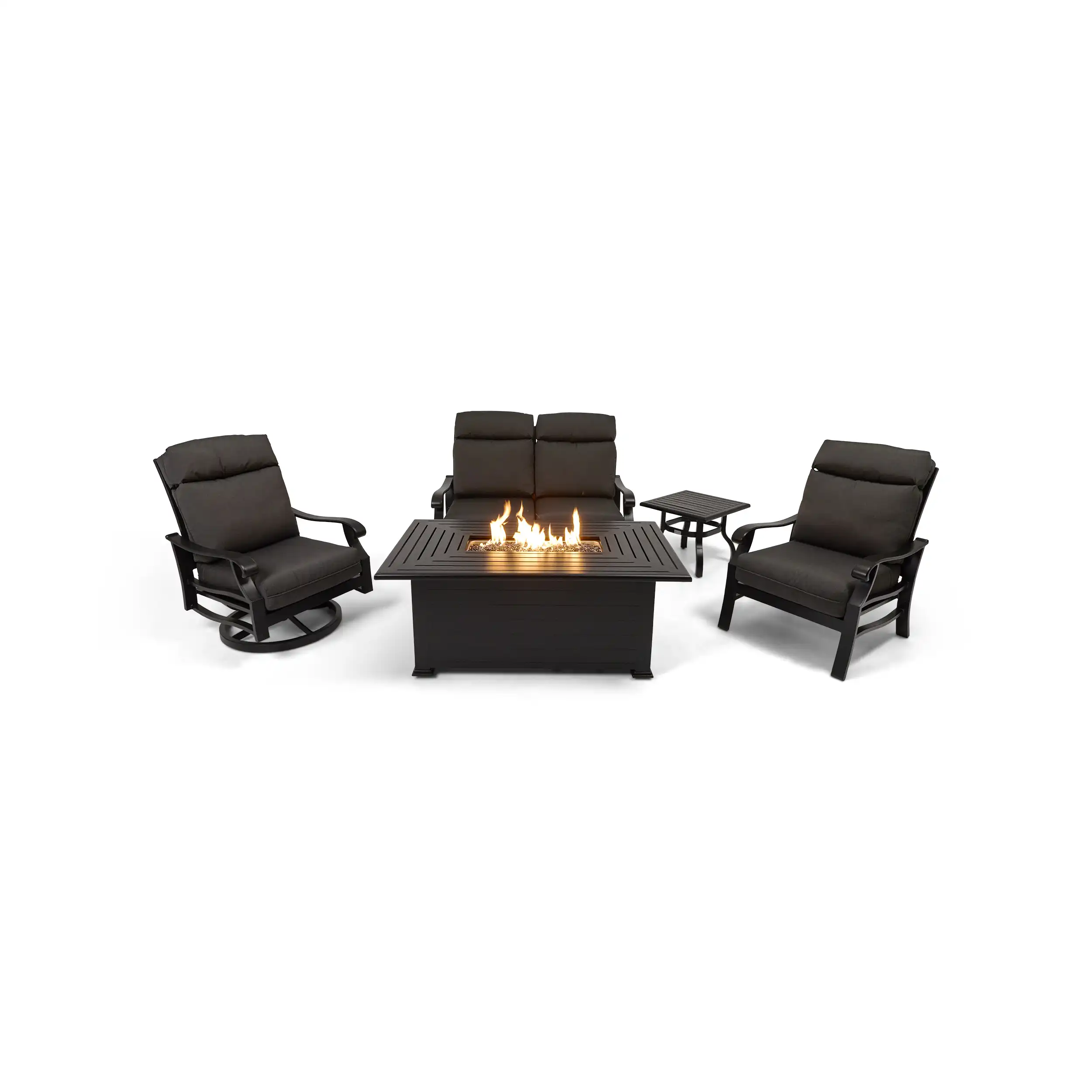 Stirling 5 Piece Loveseat Firepit/Chat Group - Canvas Coal - Image 2