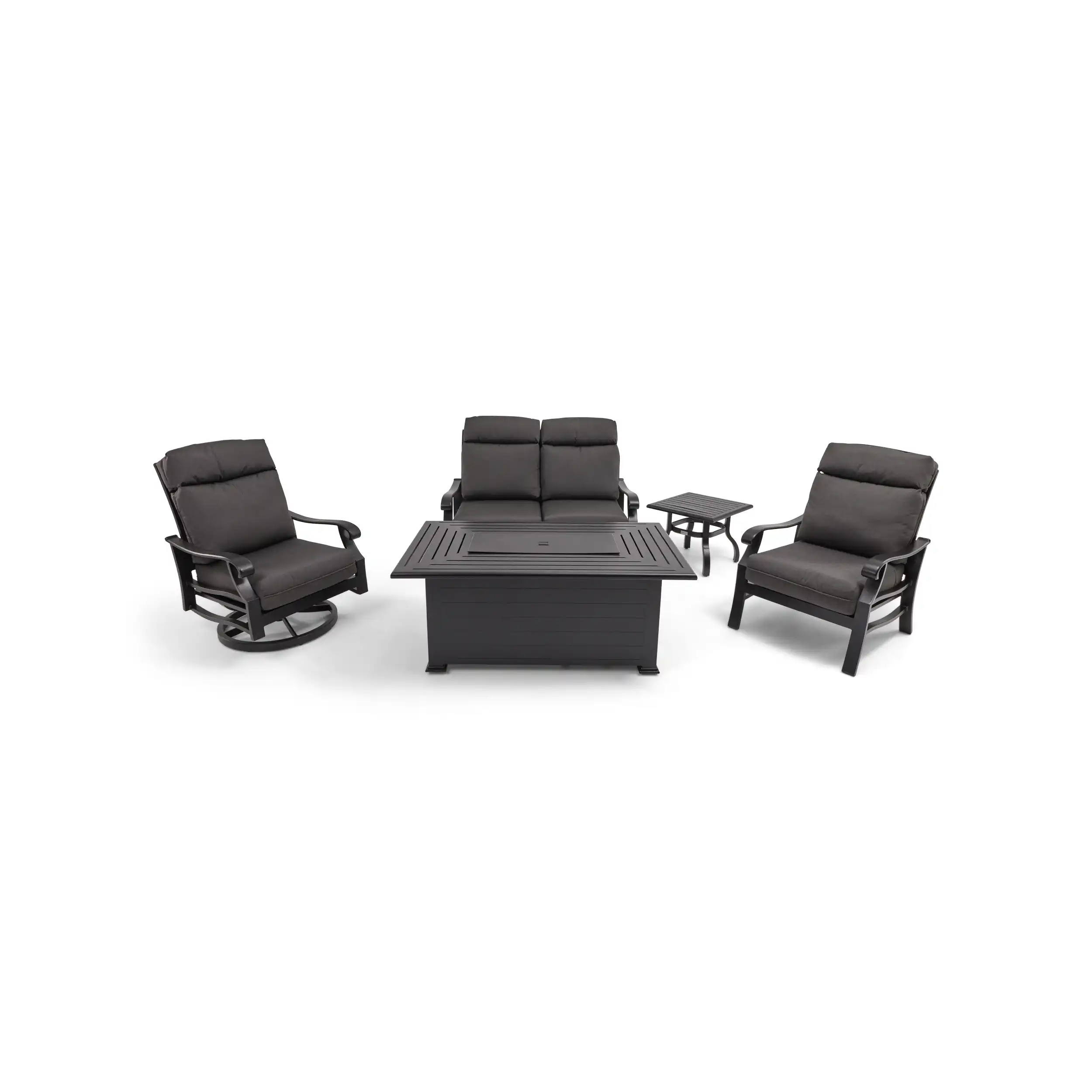Stirling 5 Piece Loveseat Firepit/Chat Group - Canvas Coal - Image 3