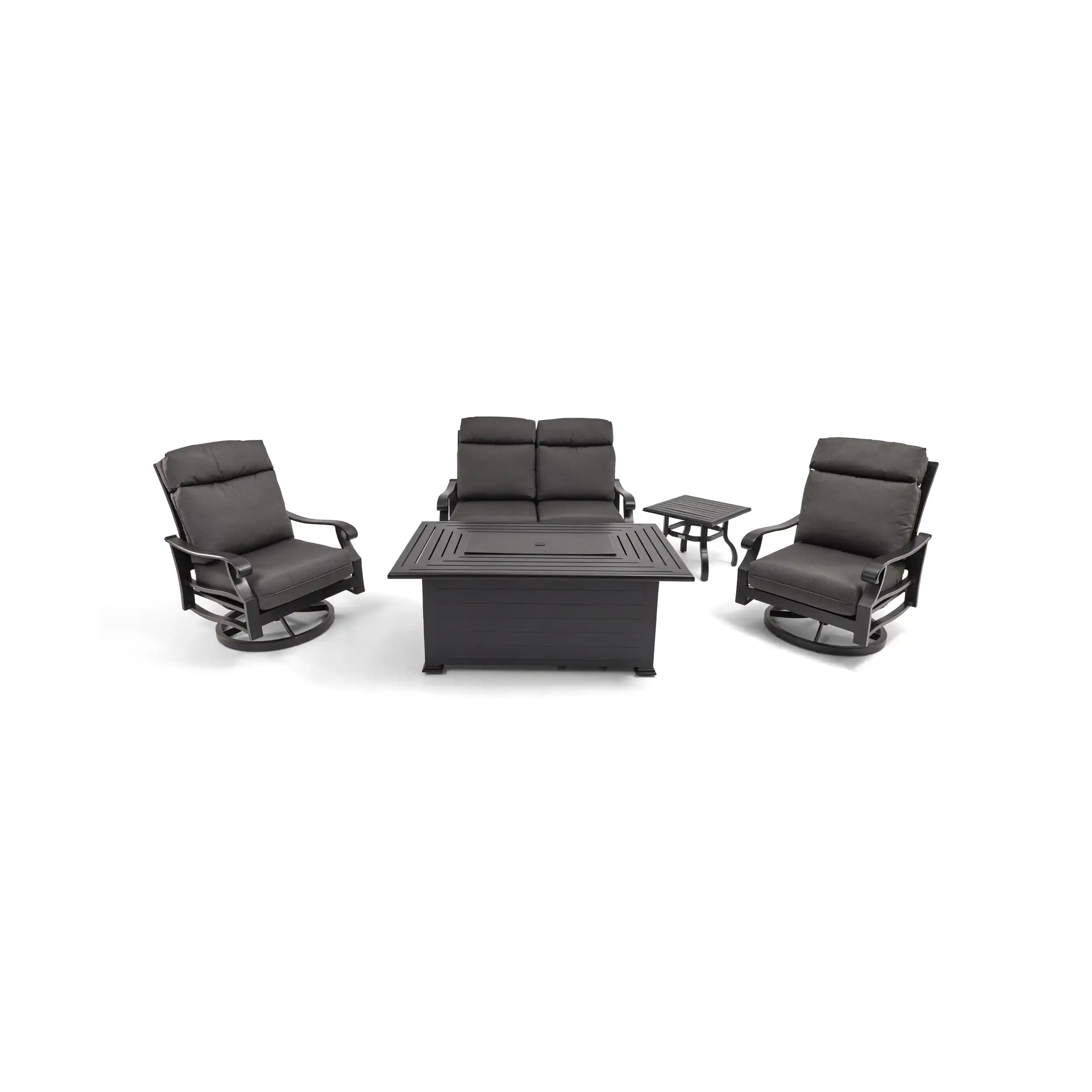 Stirling 5 Piece Loveseat Firepit/Chat Group - Canvas Coal - Image 4