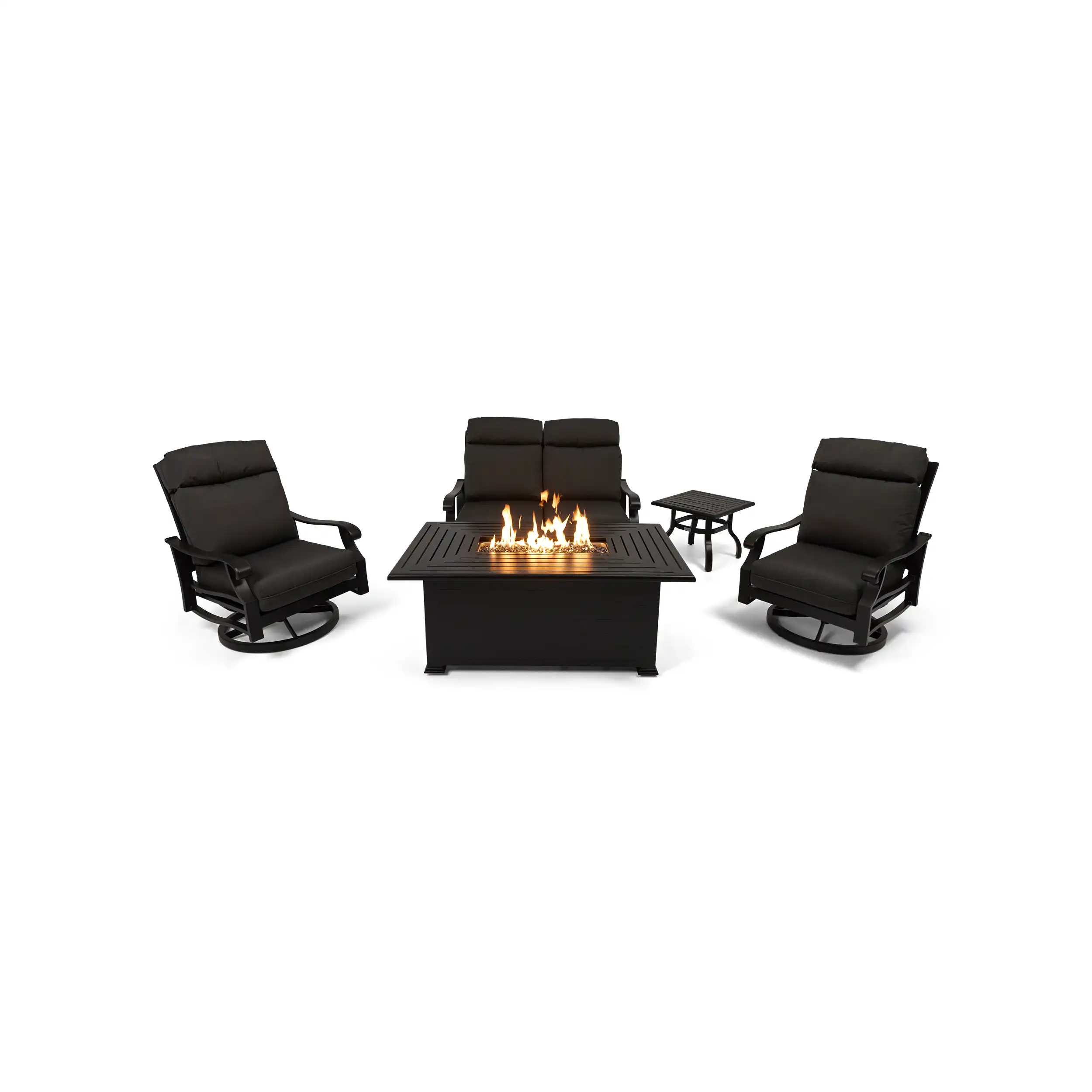 Stirling 5 Piece Loveseat Firepit/Chat Group - Canvas Coal - Image 5
