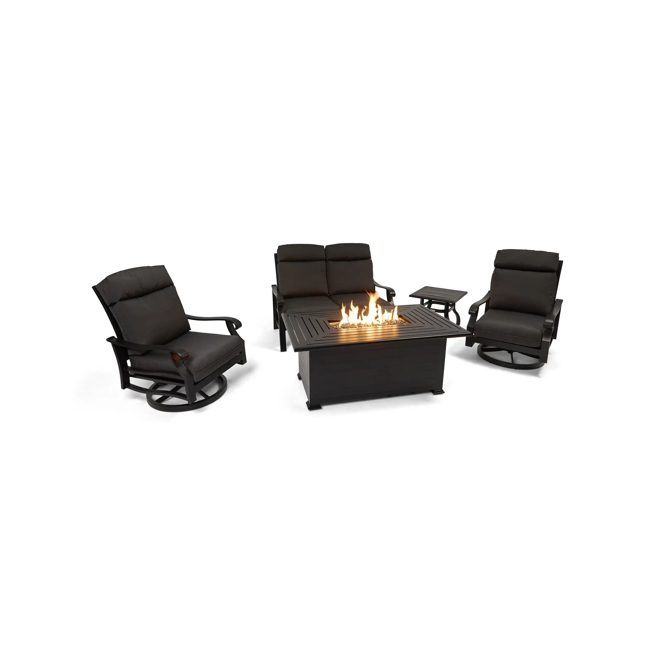 Stirling 5 Piece Loveseat Firepit/Chat Group - Canvas Coal - Image 6