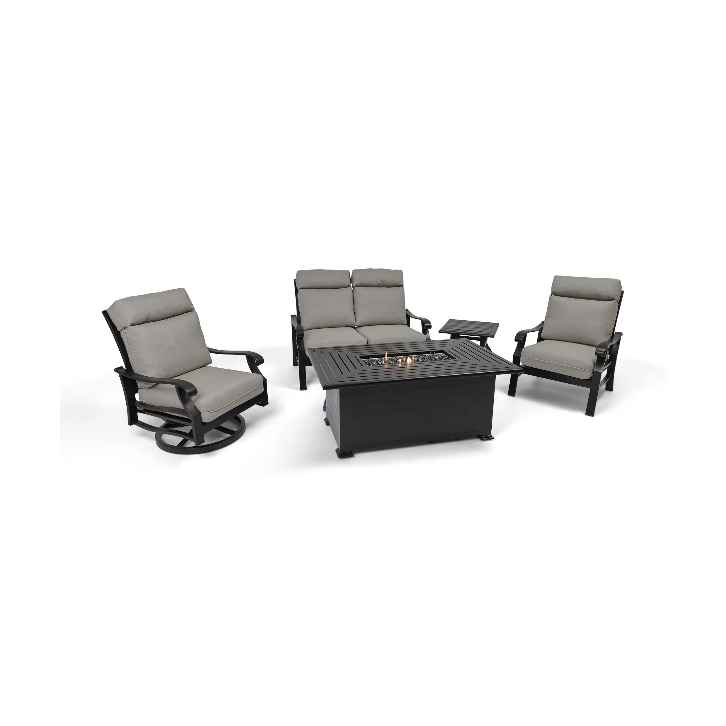 Stirling 5 Piece Loveseat Firepit/Chat Group - Makar Oyster - Image 7