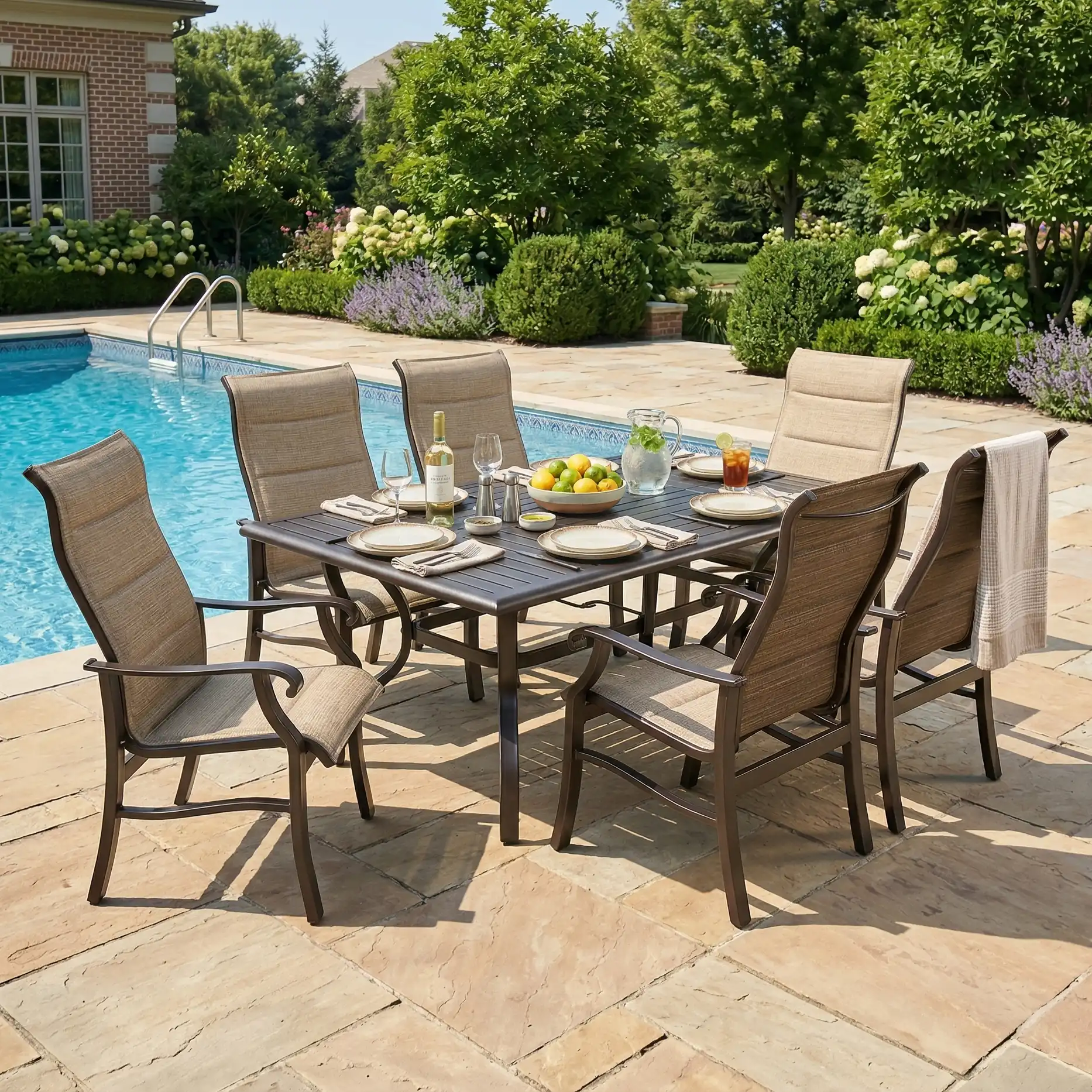 Stirling 7 Piece Padded Sling Dining Group