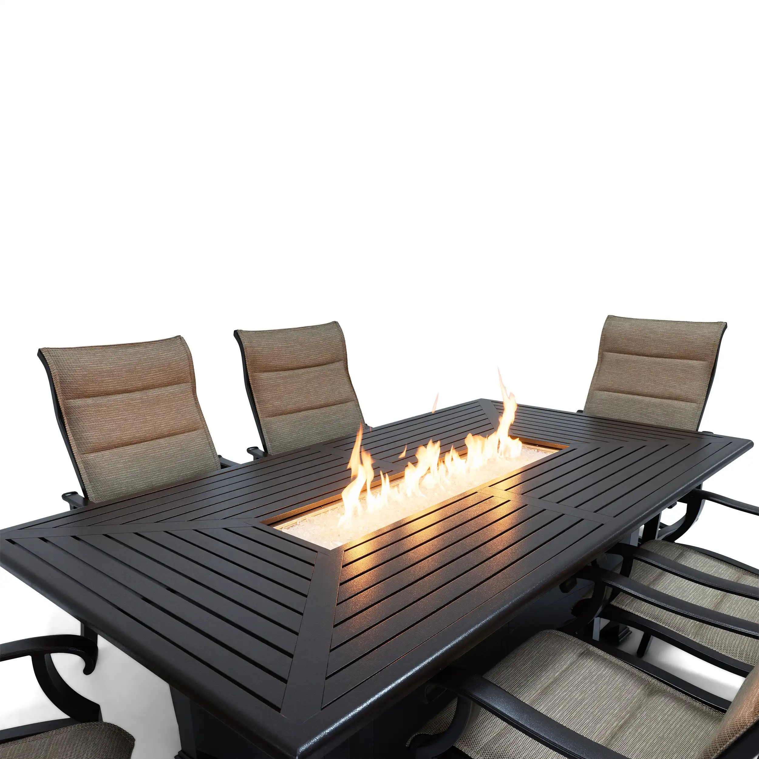 Stirling 7 Piece Padded Sling Firepit Dining Group - Image 11