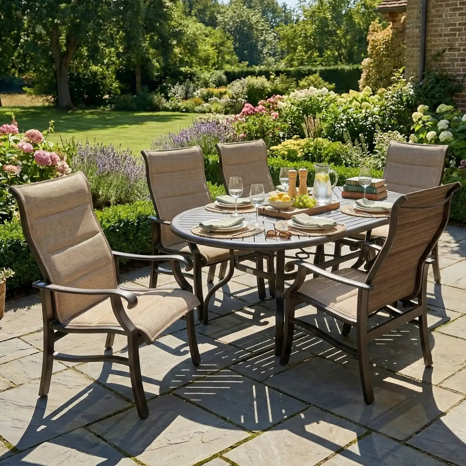 Stirling 7 Piece Padded Sling Oval Dining Group