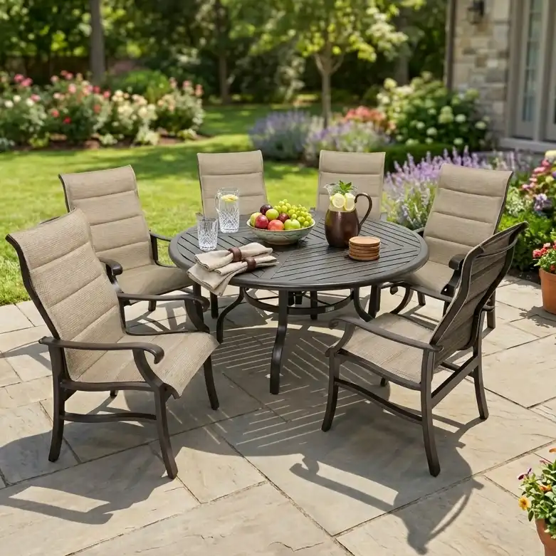 Stirling 7 Piece Padded Sling Round Dining Group