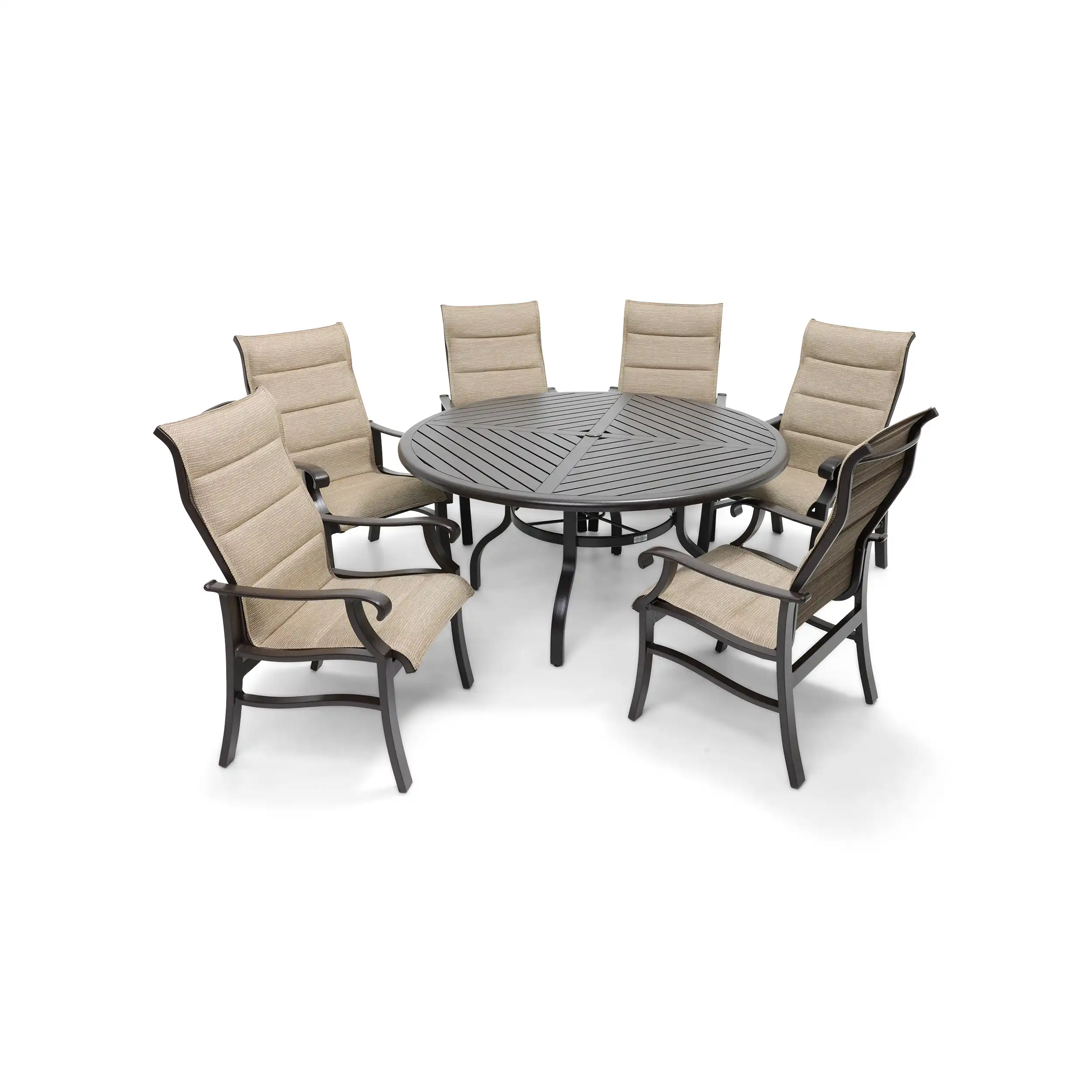 Stirling 7 Piece Padded Sling Round Dining Group - Image 3