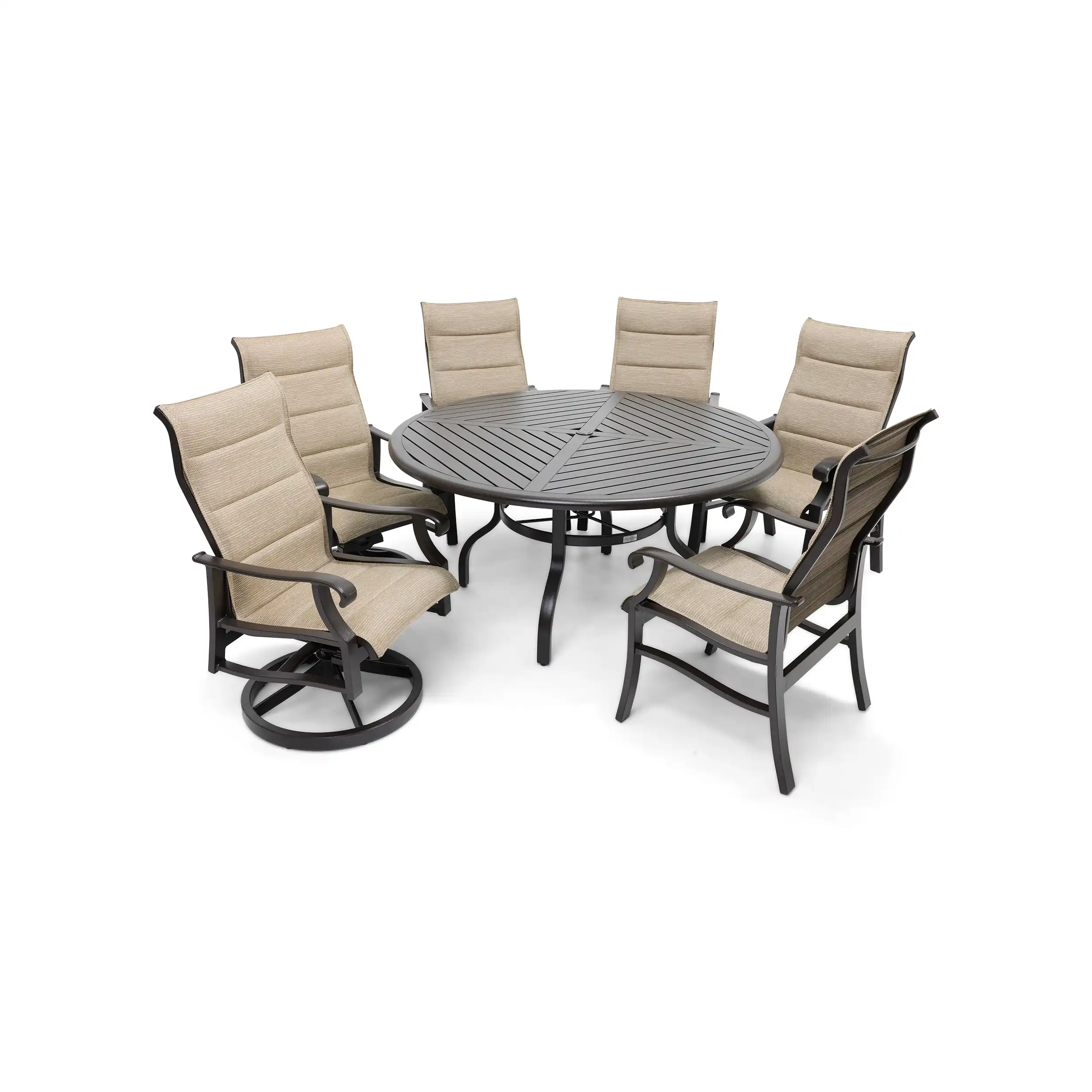 Stirling 7 Piece Padded Sling Round Dining Group - Image 4