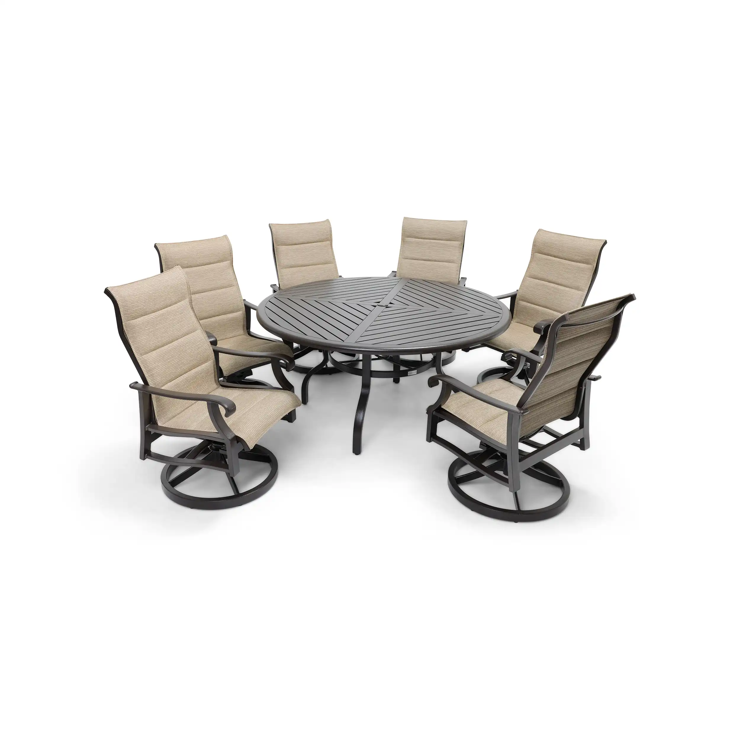 Stirling 7 Piece Padded Sling Round Dining Group - Image 5