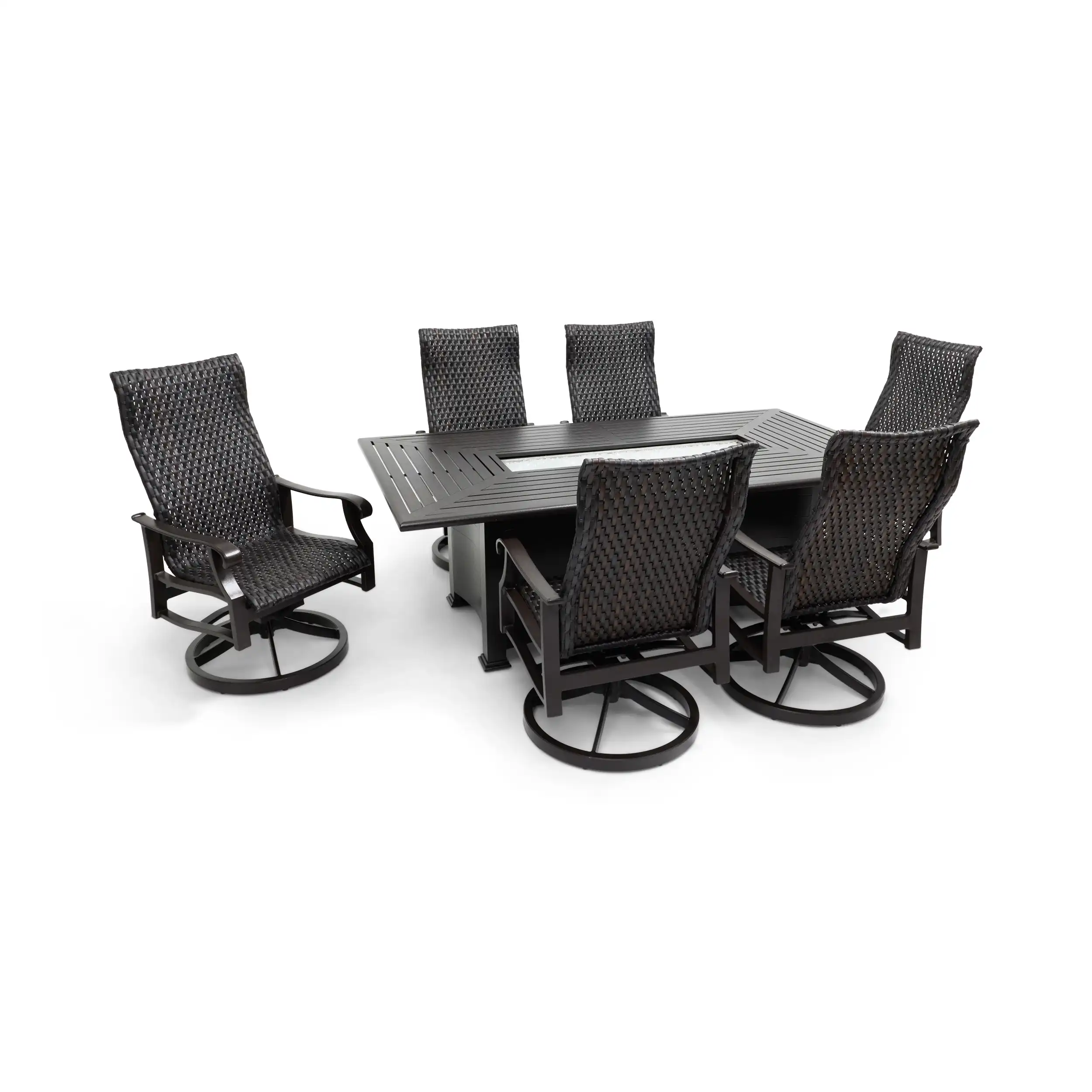 Stirling 7 Piece Woven Firepit Dining Group - Image 6
