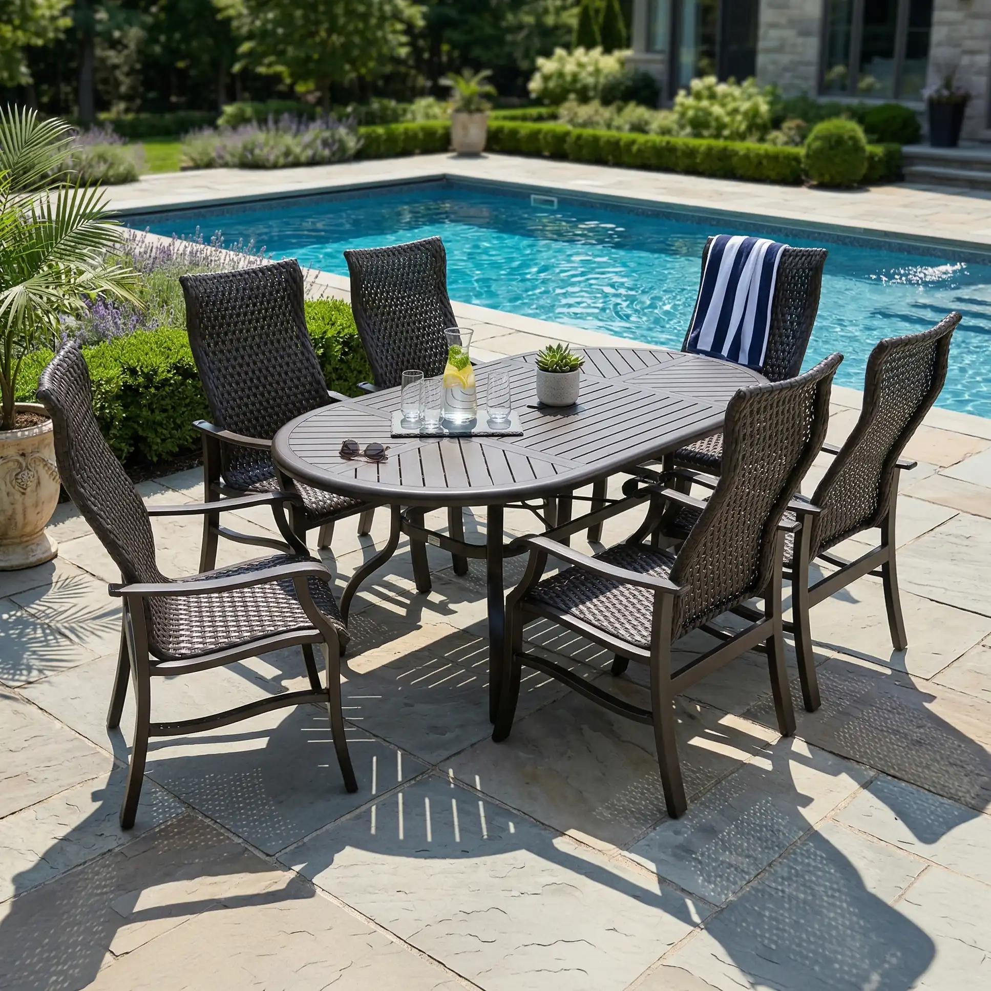 Stirling 7 Piece Woven Oval Dining Group