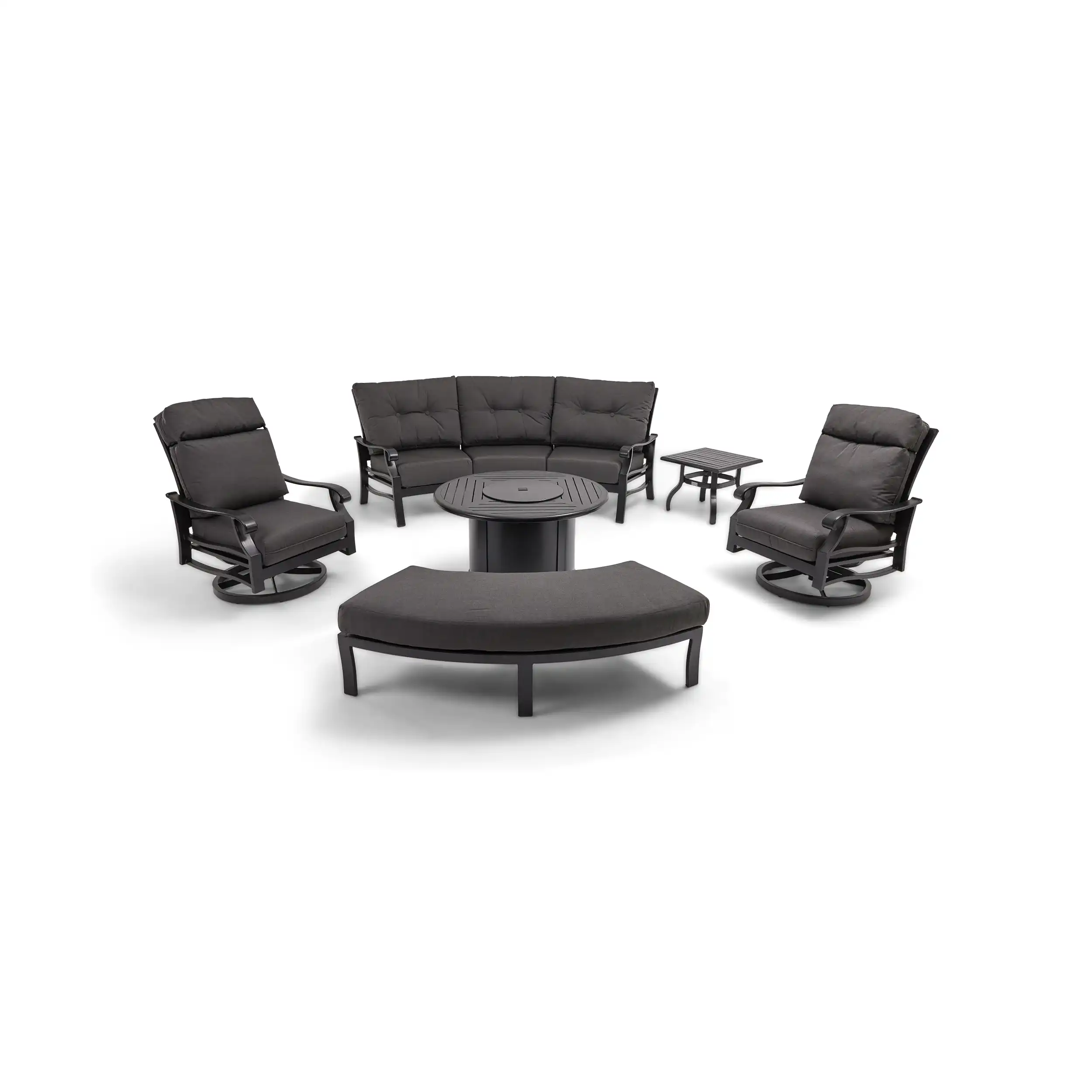 Stirling 8 Piece Curved Sofa Firepit/Chat Group - Canvas Coal - Image 4