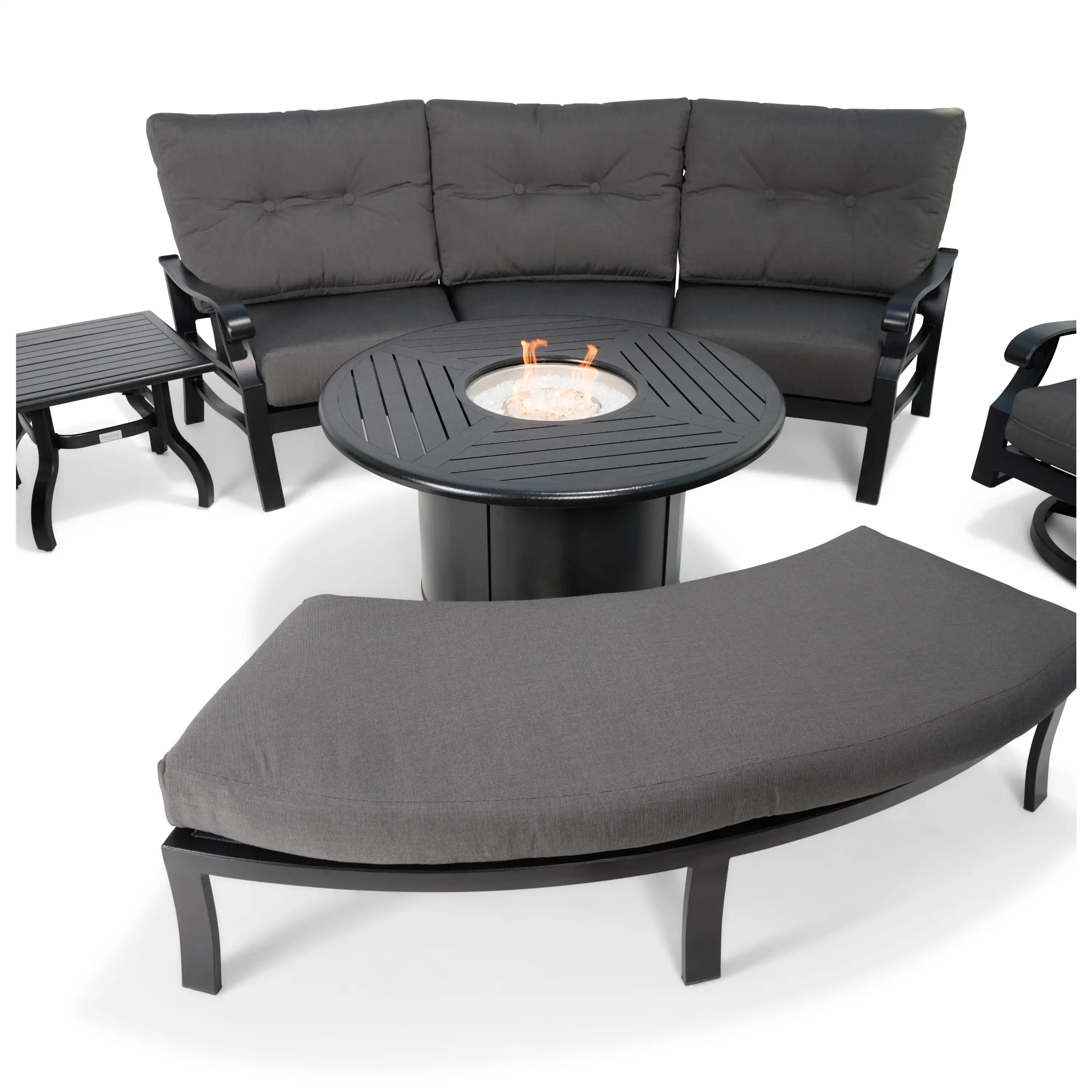 Stirling 8 Piece Curved Sofa Firepit/Chat Group - Canvas Coal - Image 6