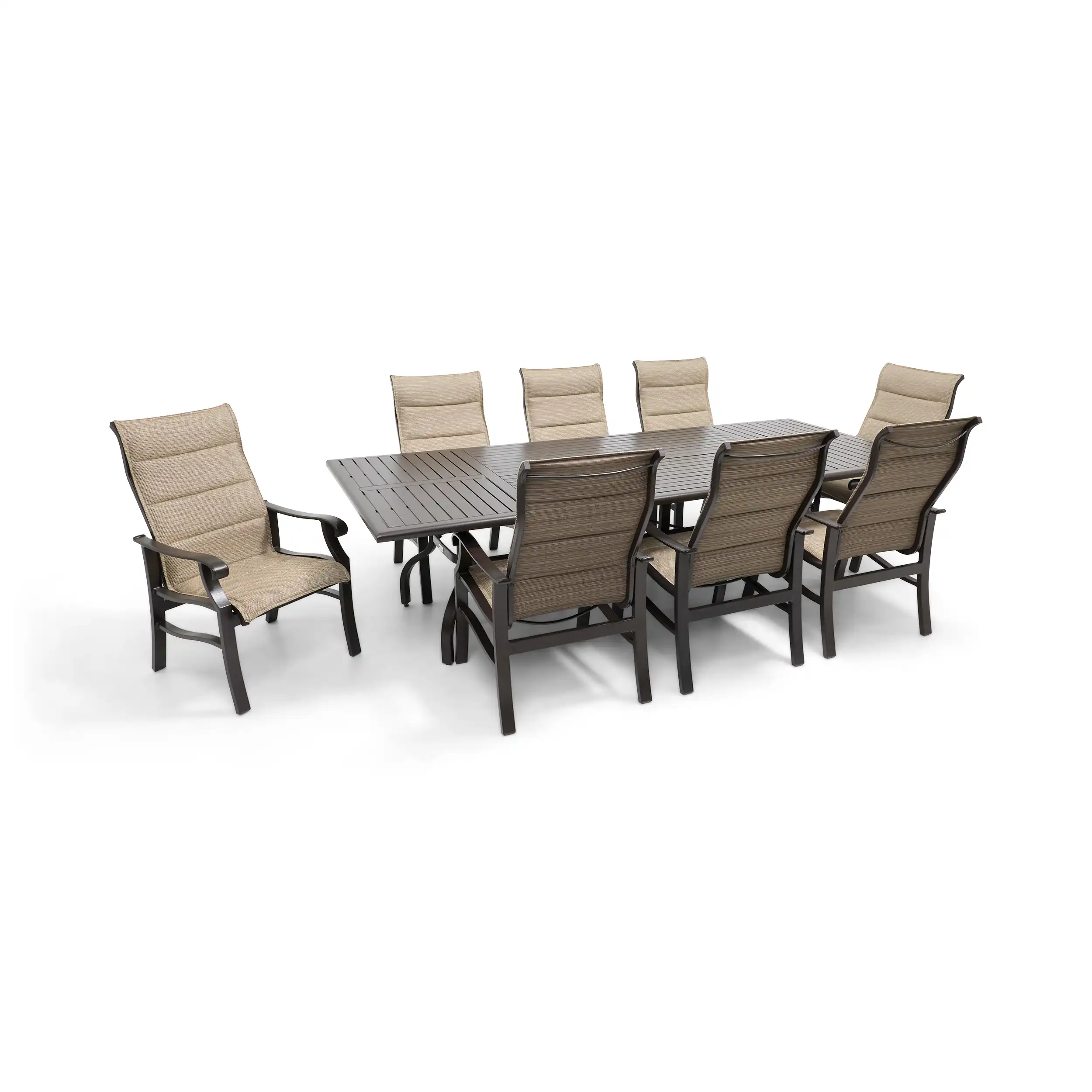 Stirling 9 Piece Padded Sling Dining Group W/ 44"x112" Rect. Table - Image 2