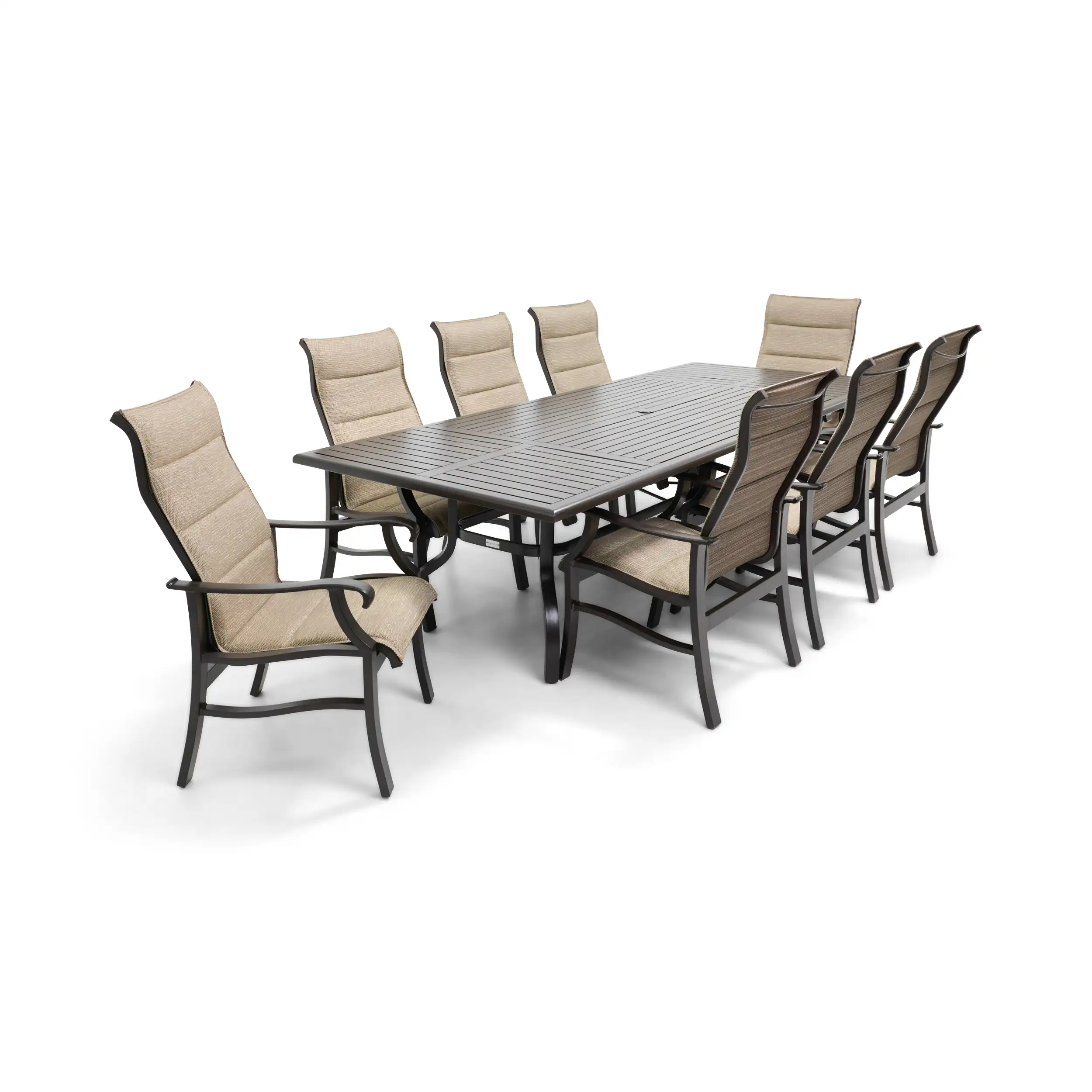 Stirling 9 Piece Padded Sling Dining Group W/ 44"x112" Rect. Table - Image 3