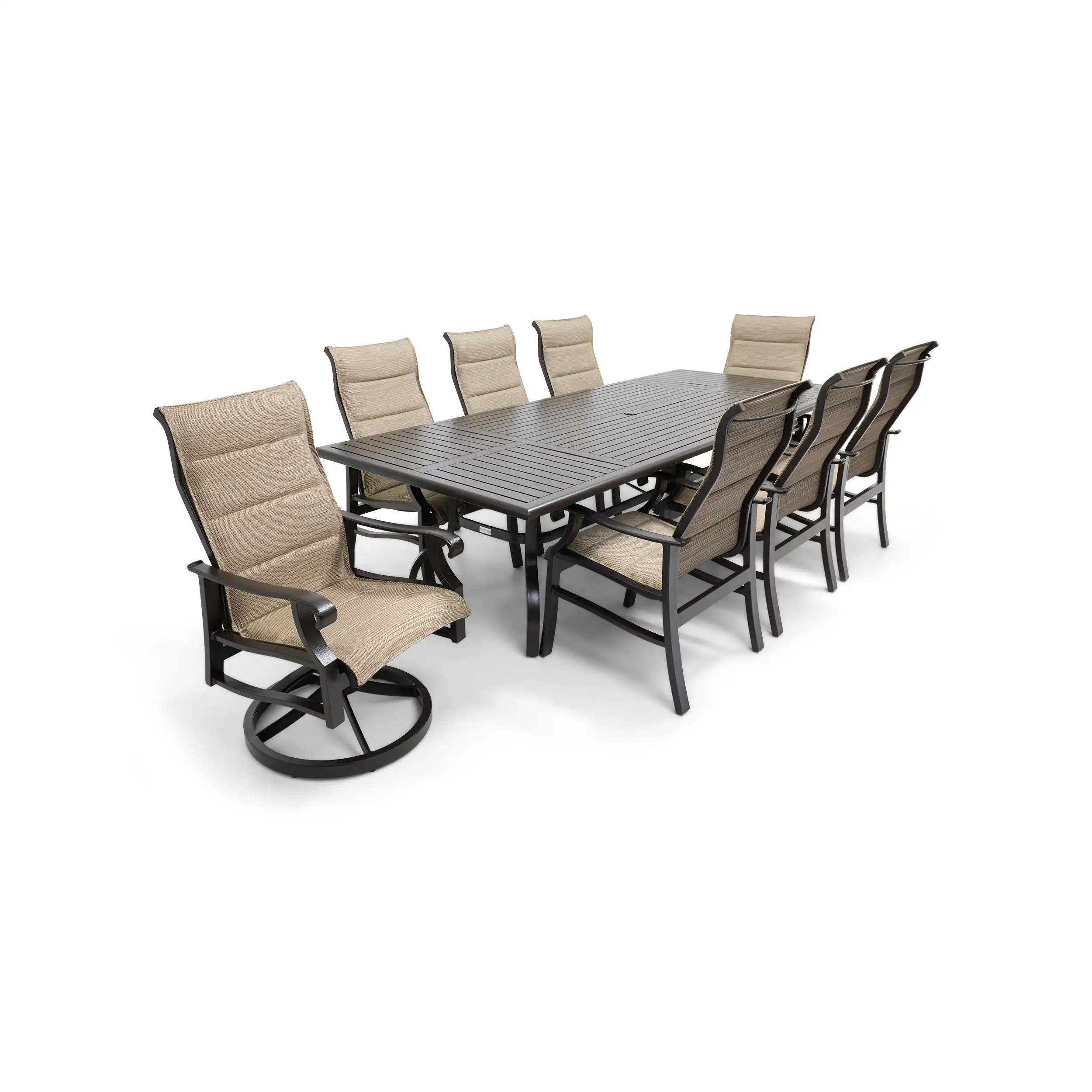 Stirling 9 Piece Padded Sling Dining Group W/ 44"x112" Rect. Table - Image 4