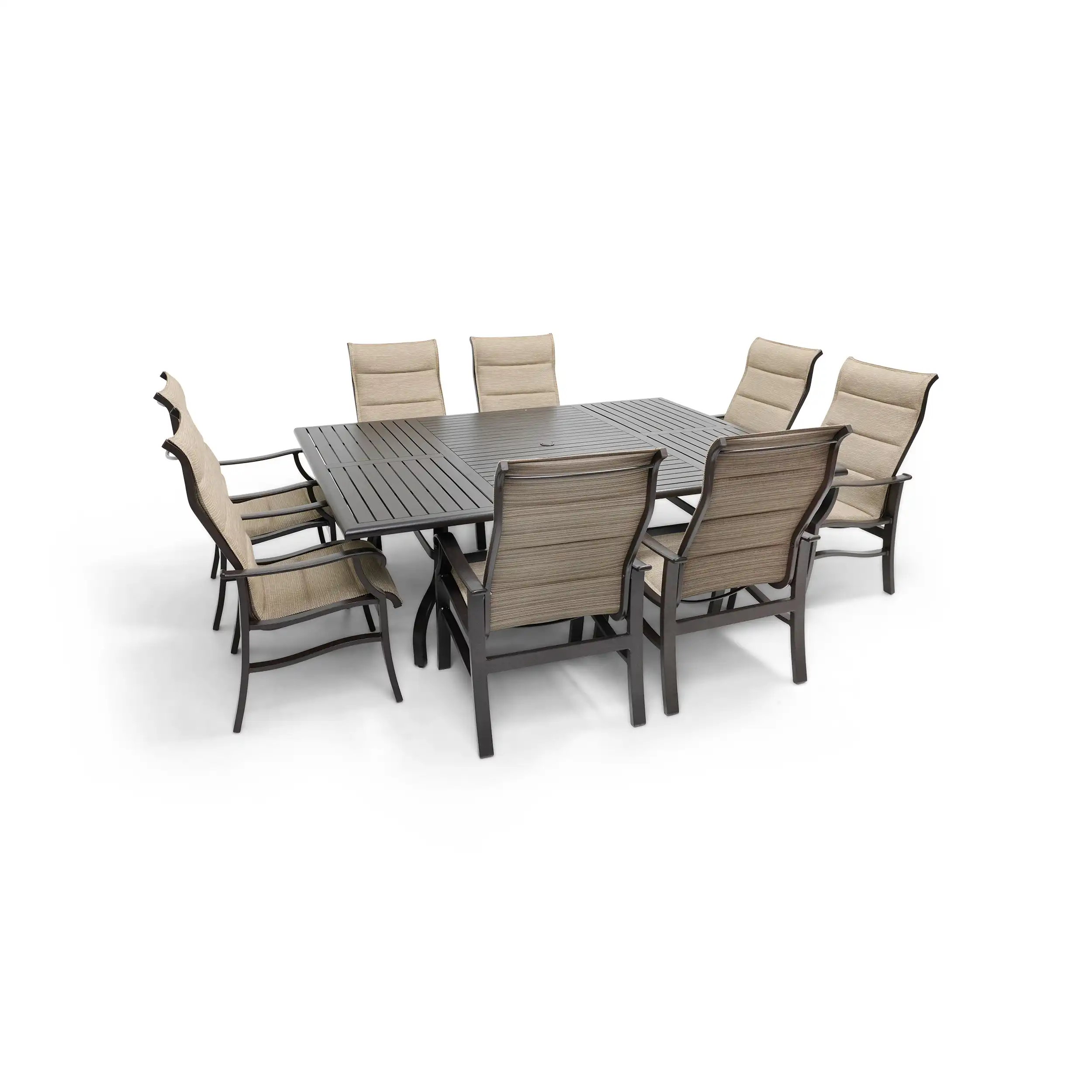 Stirling 9 Piece Padded Sling Dining Group W/ 60"x84" Rect. Table - Image 2