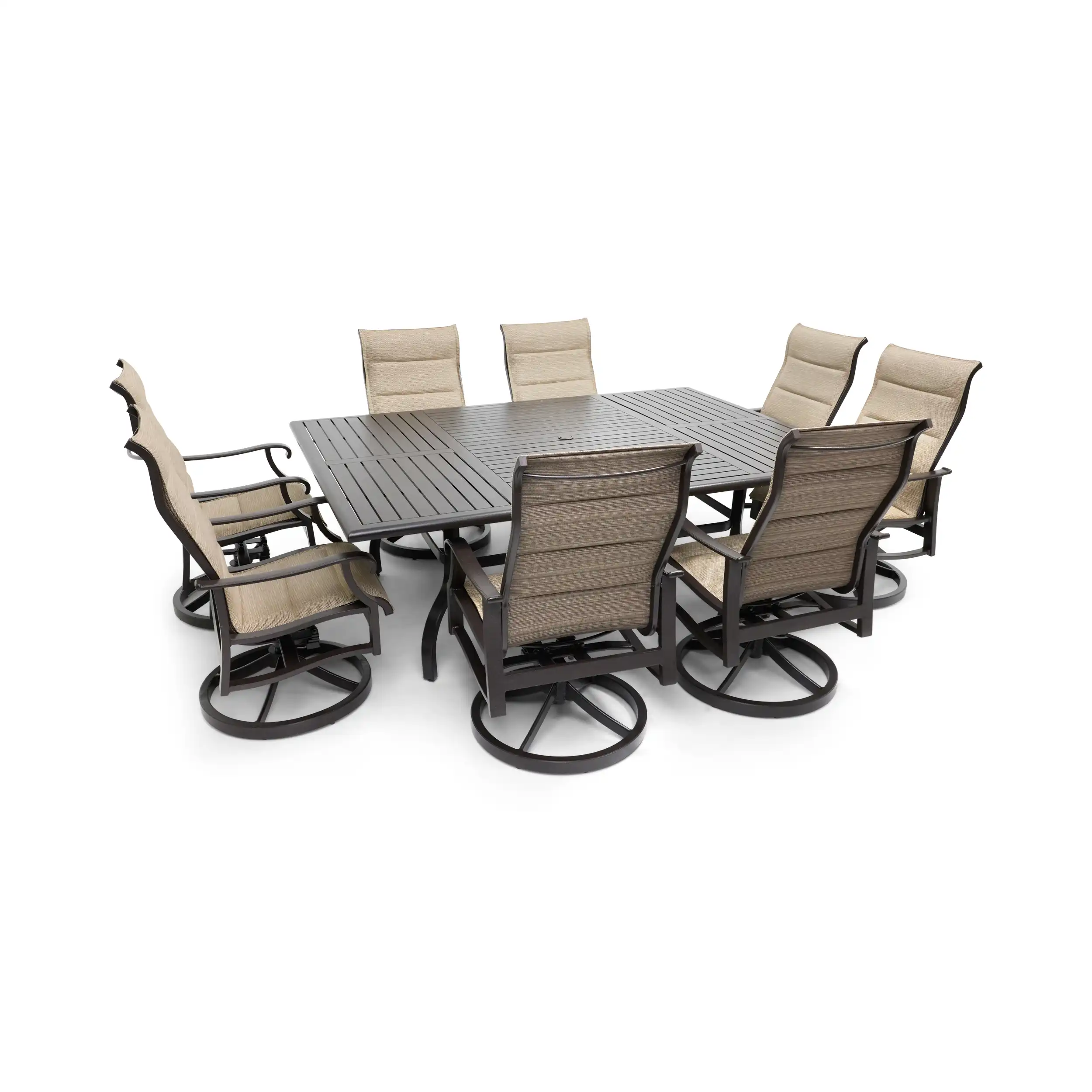 Stirling 9 Piece Padded Sling Dining Group W/ 60"x84" Rect. Table - Image 6