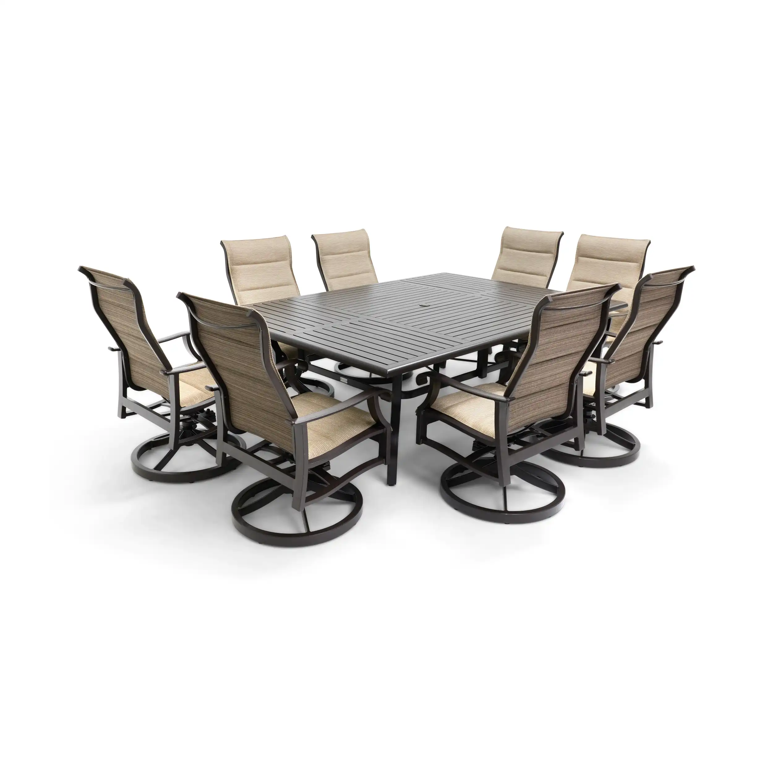 Stirling 9 Piece Padded Sling Dining Group W/ 60"x84" Rect. Table - Image 7