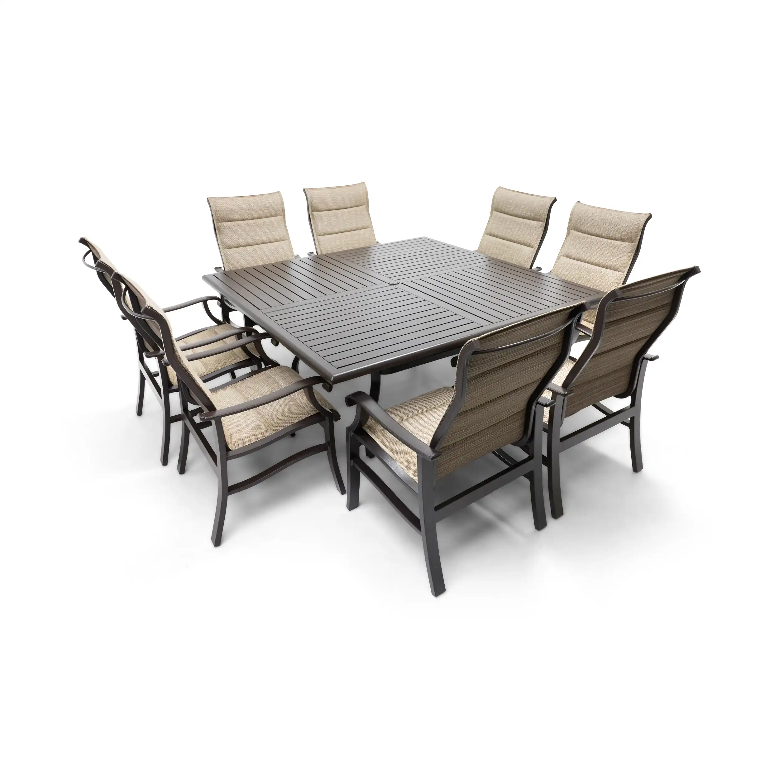 Stirling 9 Piece Padded Sling Square Dining Group - Image 2