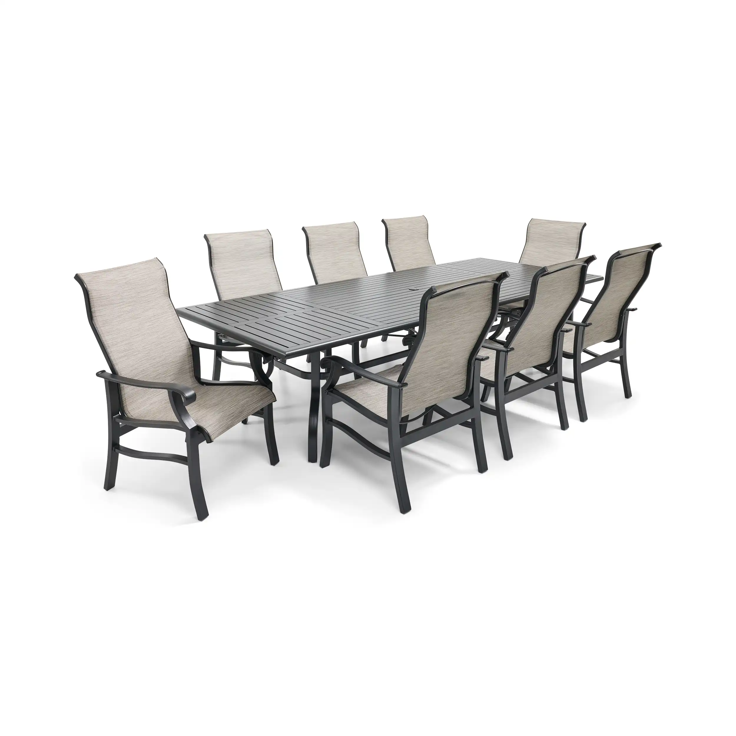 Stirling 9 Piece Sling Dining Group W/ 44"x112" Rect. Table - Image 3