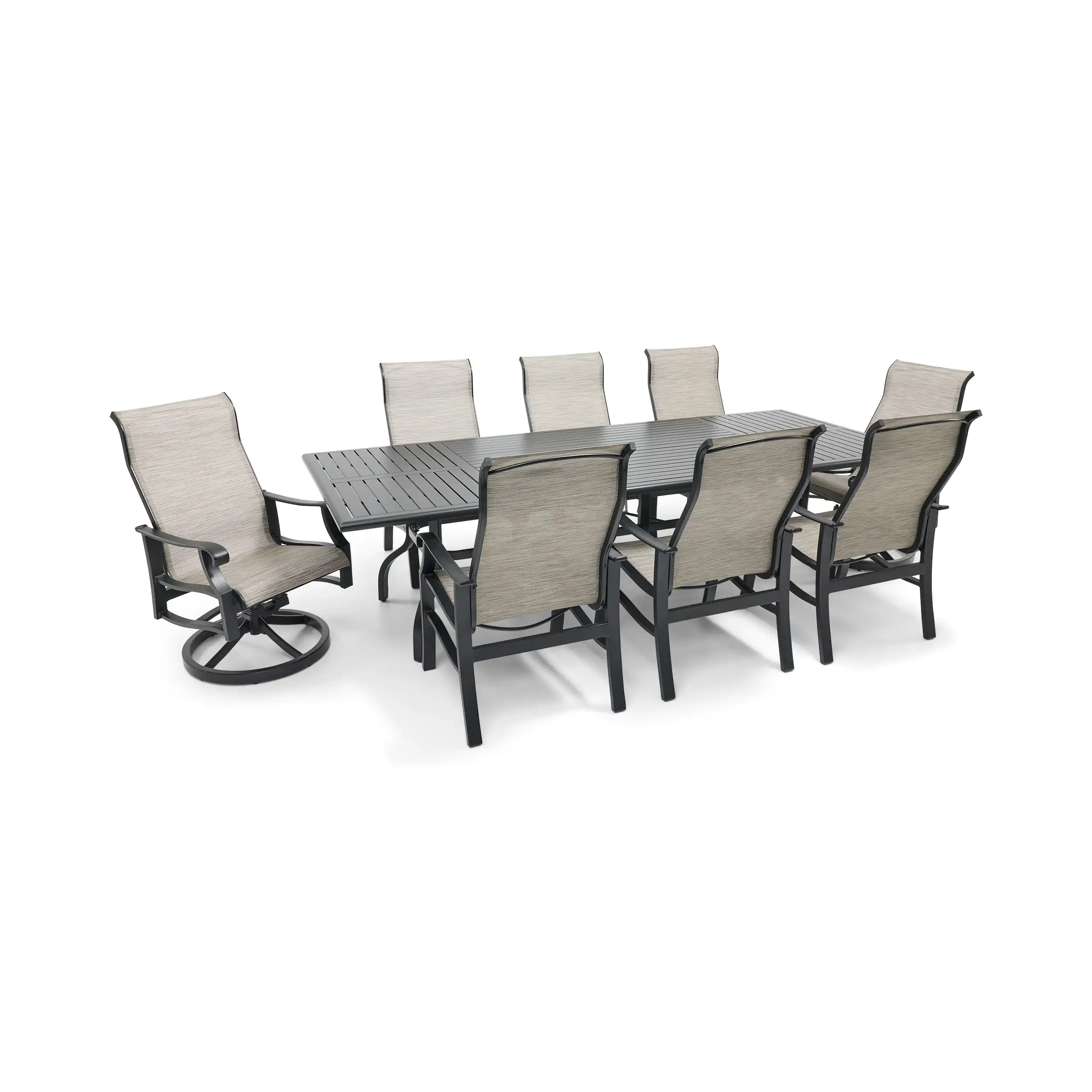 Stirling 9 Piece Sling Dining Group W/ 44"x112" Rect. Table - Image 4