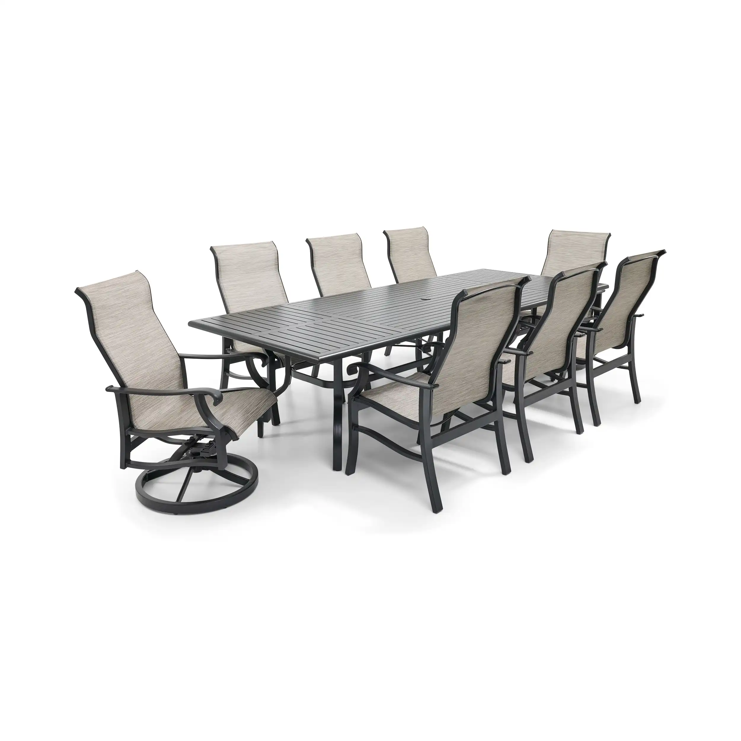 Stirling 9 Piece Sling Dining Group W/ 44"x112" Rect. Table - Image 5
