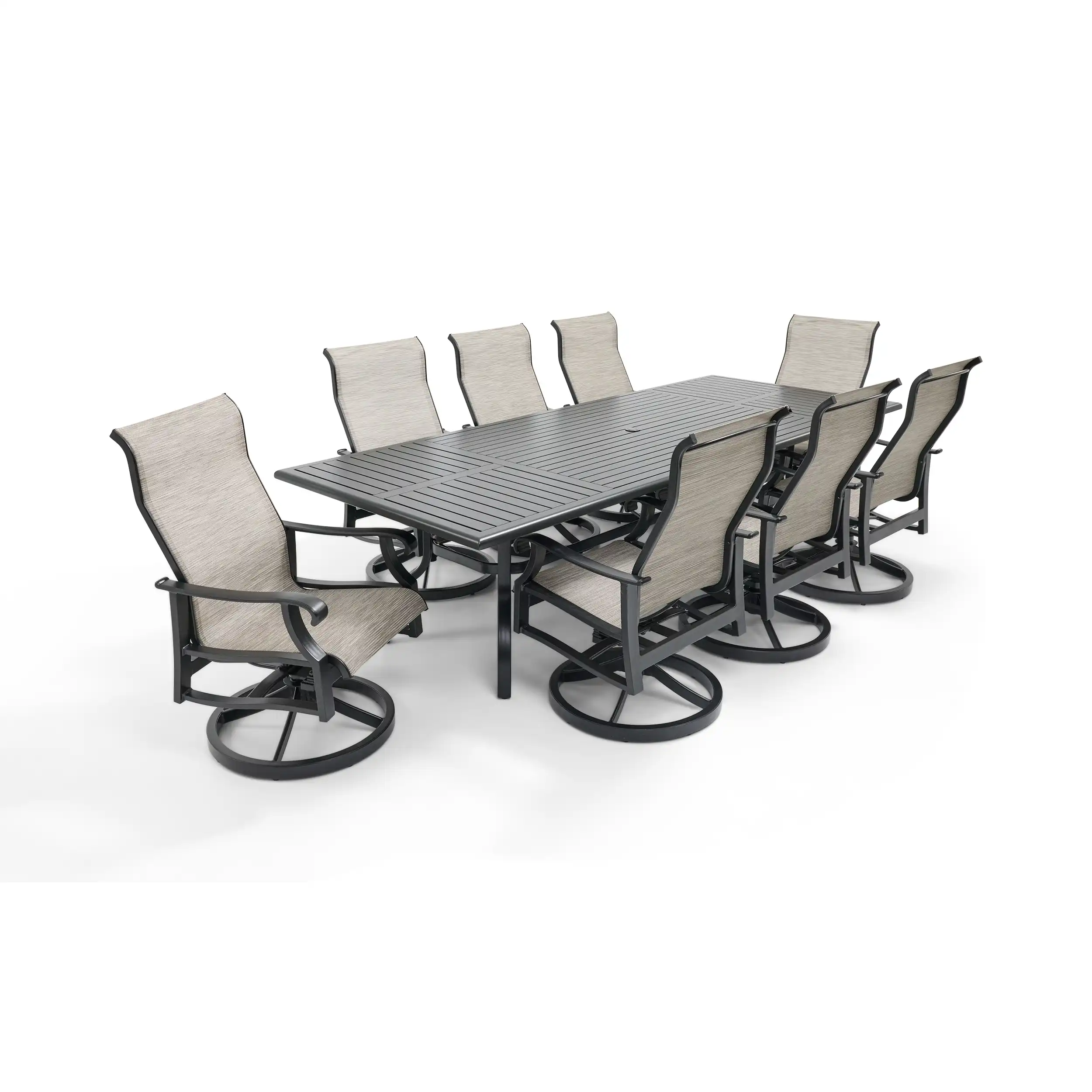 Stirling 9 Piece Sling Dining Group W/ 44"x112" Rect. Table - Image 7