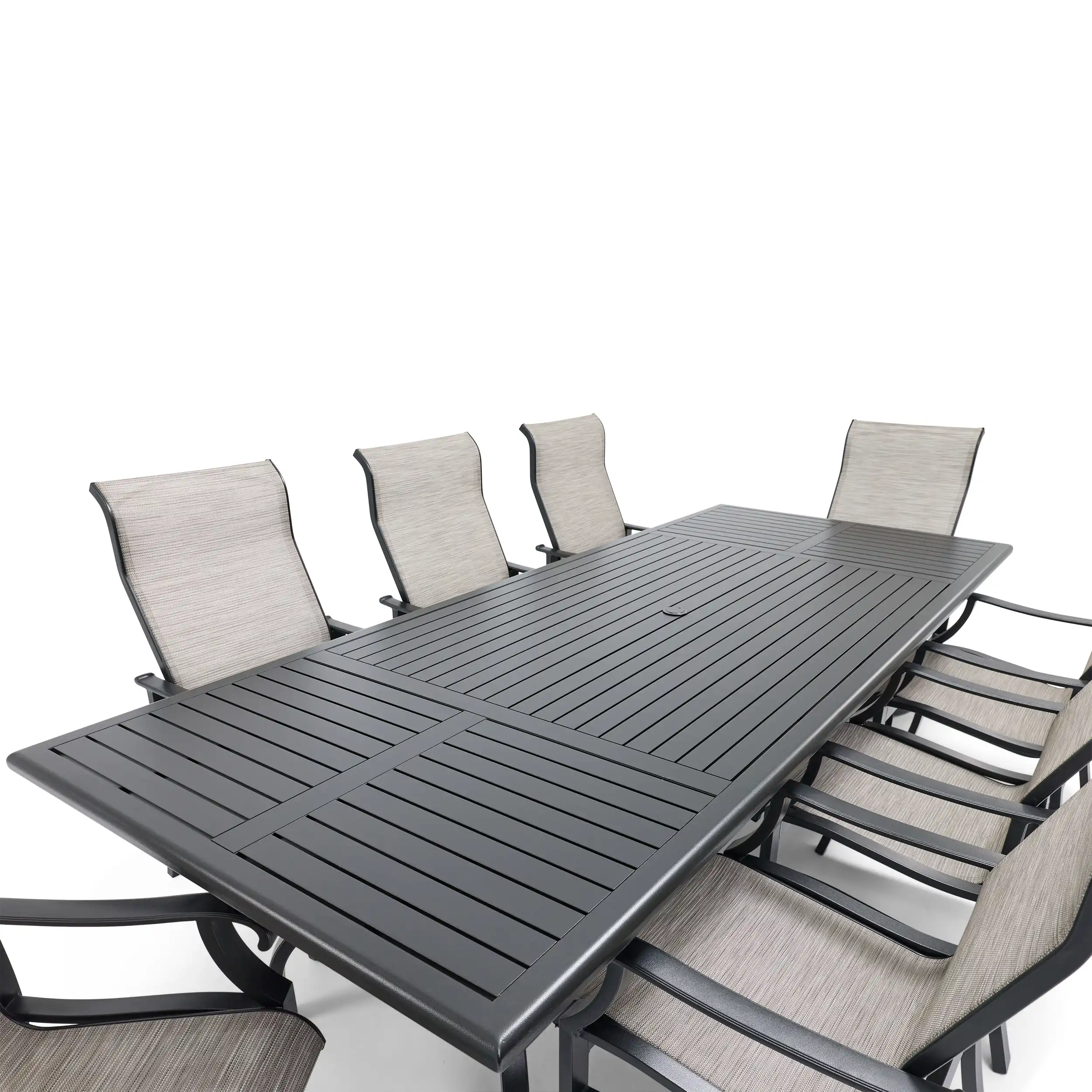 Stirling 9 Piece Sling Dining Group W/ 44"x112" Rect. Table - Image 8