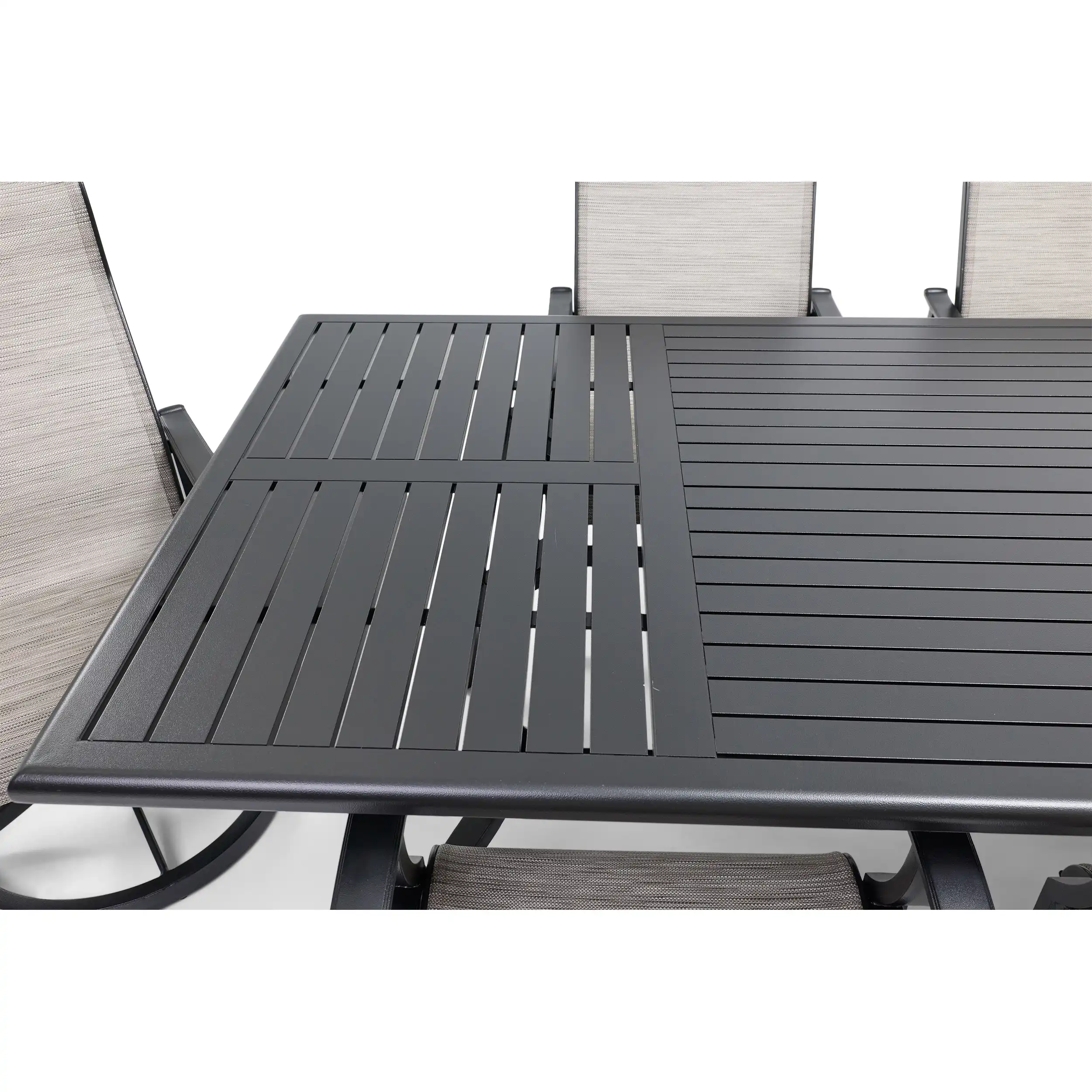 Stirling 9 Piece Sling Dining Group W/ 44"x112" Rect. Table - Image 9