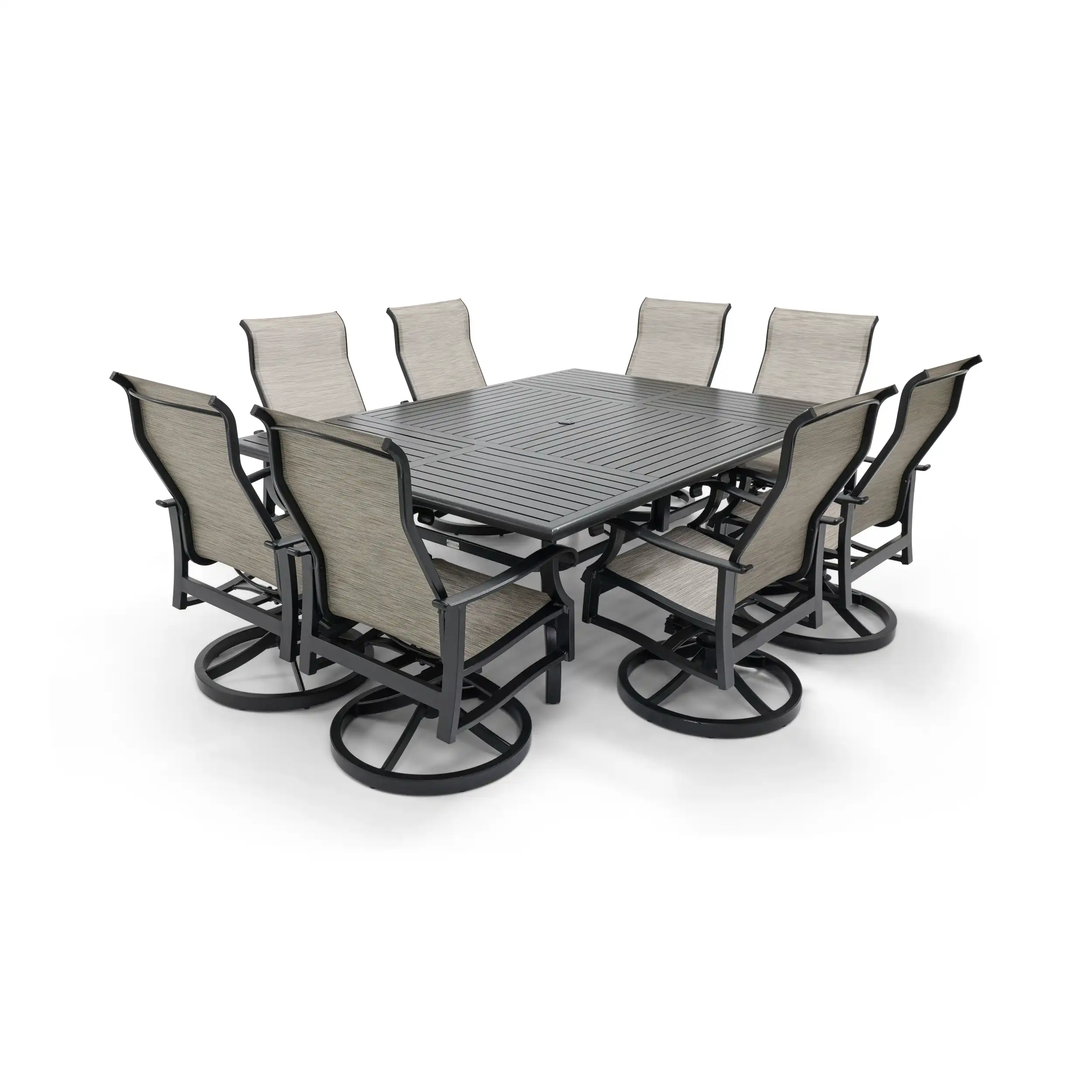 Stirling 9 Piece Sling Dining Group W/ 60"x84" Rect. Table - Image 11