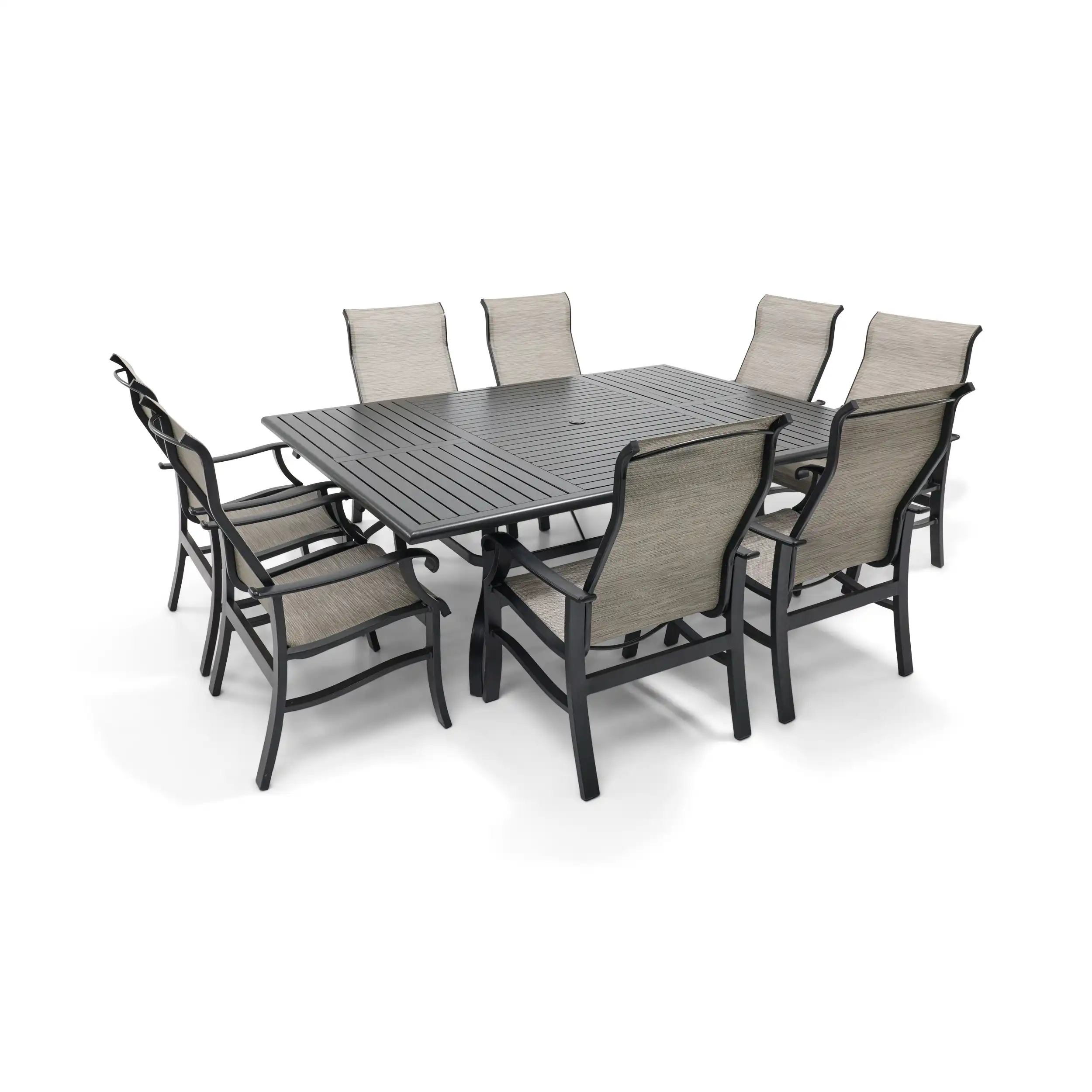 Stirling 9 Piece Sling Dining Group W/ 60"x84" Rect. Table - Image 2