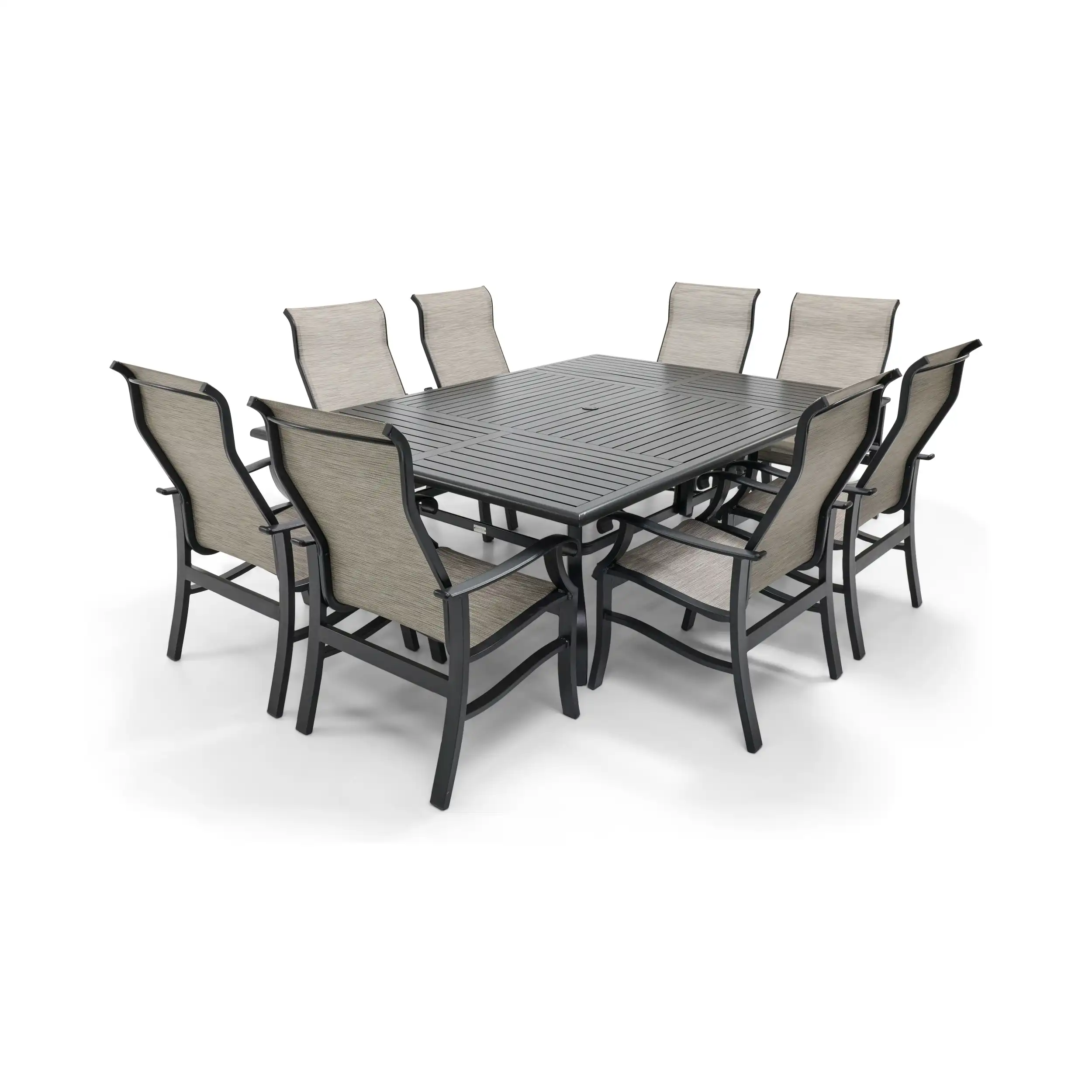 Stirling 9 Piece Sling Dining Group W/ 60"x84" Rect. Table - Image 3